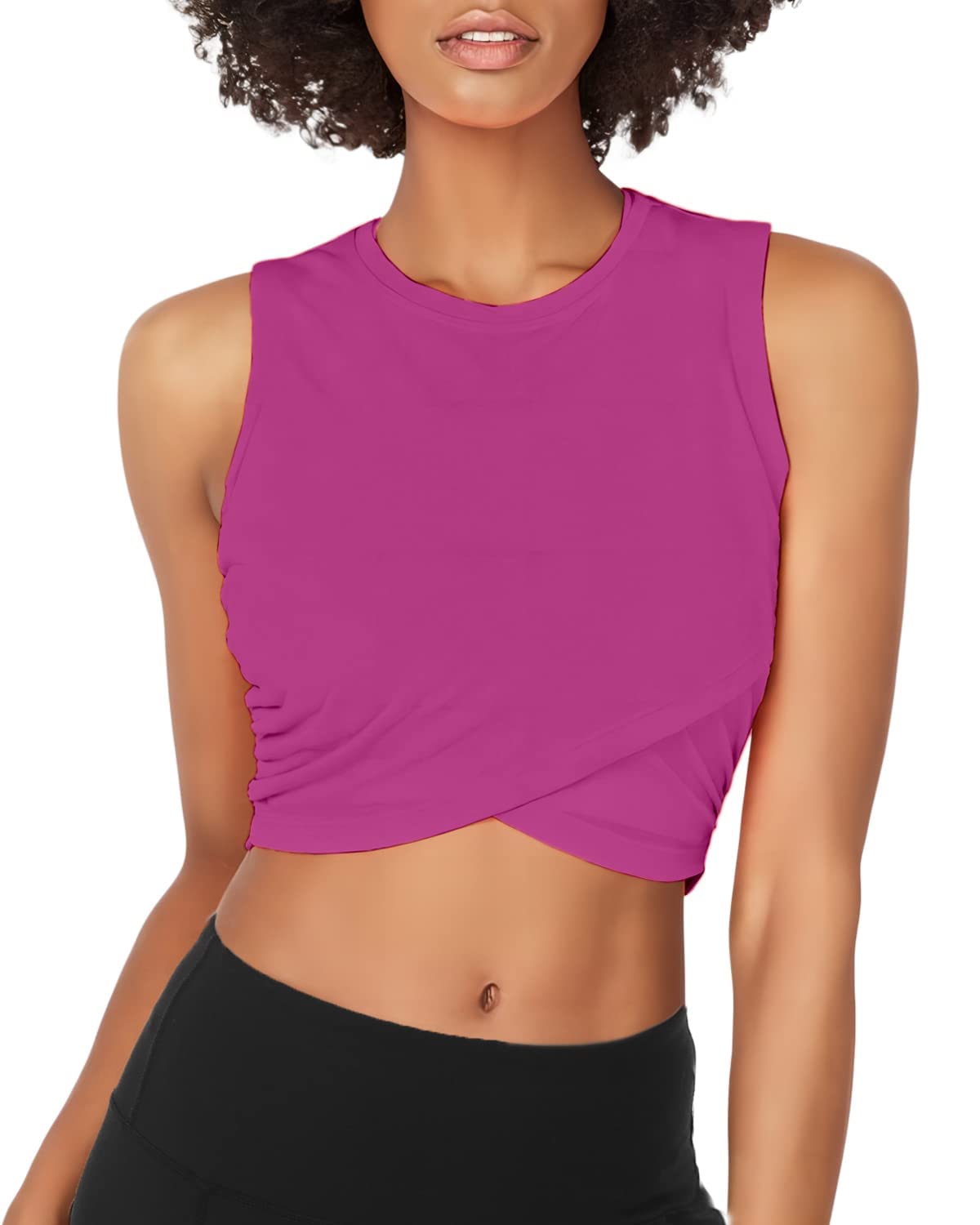 Sanutch Women's Fitted Yoga Crop Tops - Breathable Workout Tank Tops for Dance, Gym, Running & Athletic Sports Shirts - Ideal for Yoga, Pilates & High-Intensity Training