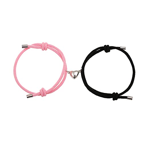 Matching Couple Bracelets Set - Heart Magnetic Love Bracelets for Boyfriend & Girlfriend - 2PCS Romantic Distance Bracelets for Women, Men & Teens - Perfect for Anniversaries, Valentine's Day & Long Distance Relationships