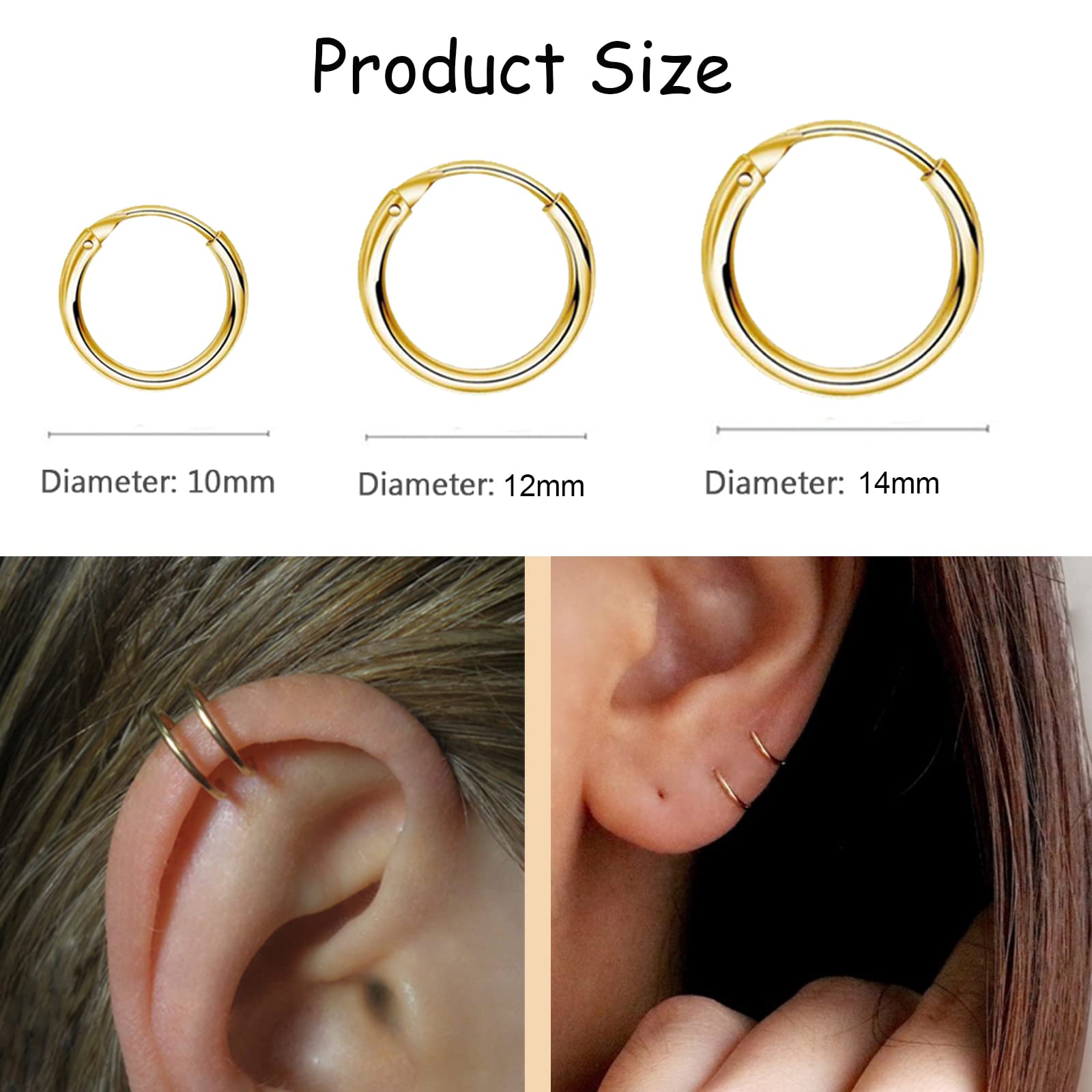 EPIRORA 925 Sterling Silver Hoop Earrings Set - 3 Pairs Hypoallergenic Cartilage, Tragus & Nose Rings for Women & Men | Perfect for Everyday Wear, Piercing Jewelry & Gift Giving