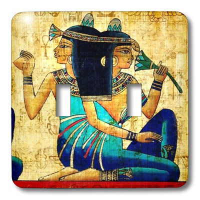 Egyptian Ladies on Papyrus Paper Double Toggle Switch - 3D Printed Wall Decor for Home & Office | Vintage Art Switch Plate Cover for Living Room, Bedroom, Kitchen