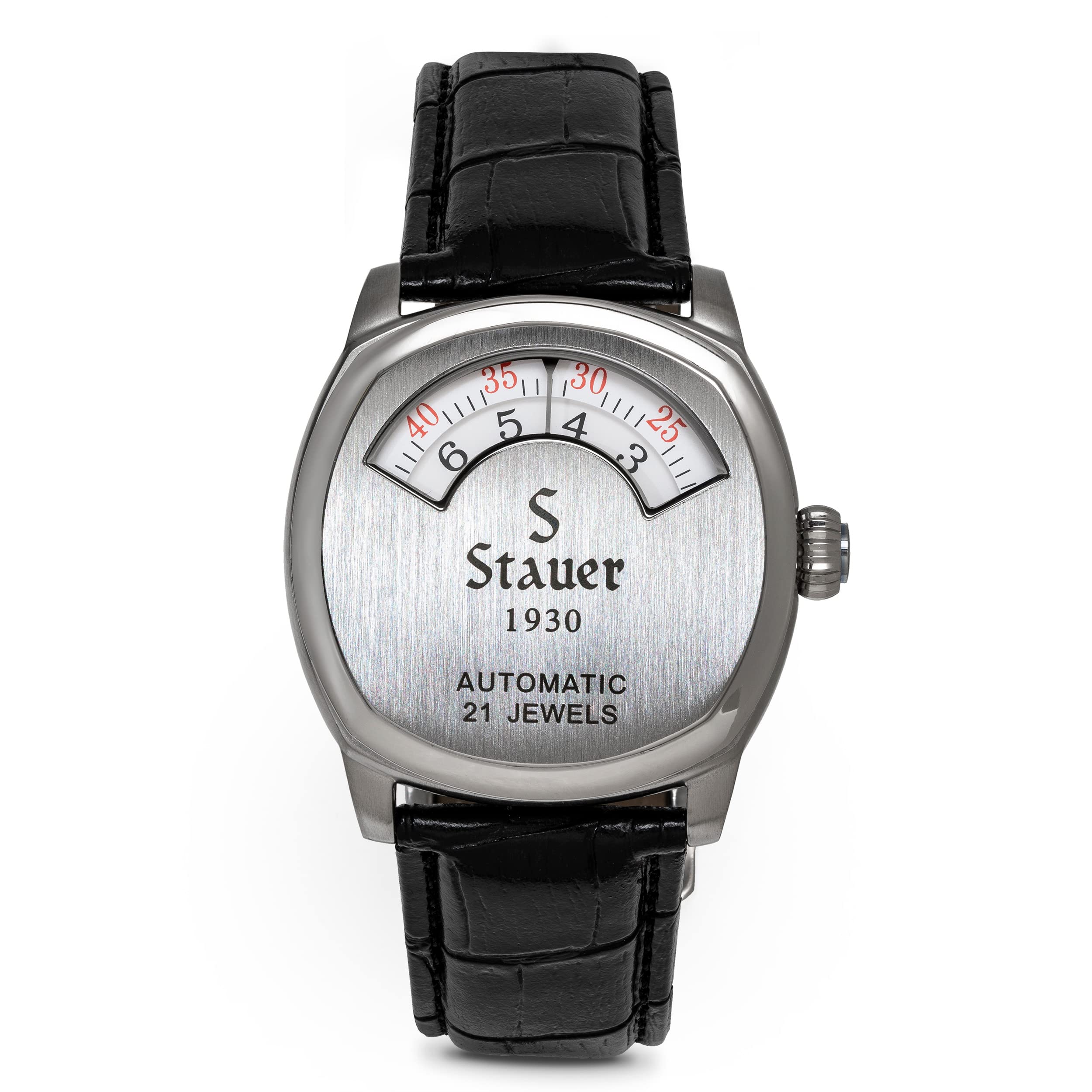 Stauer 1930 Dashtronic Automatic Men's Watch – Genuine Leather Band & Stainless Steel Case – 3ATM Water Resistant – Vintage Style Dress Watch for Business, Formal Occasions & Everyday Wear