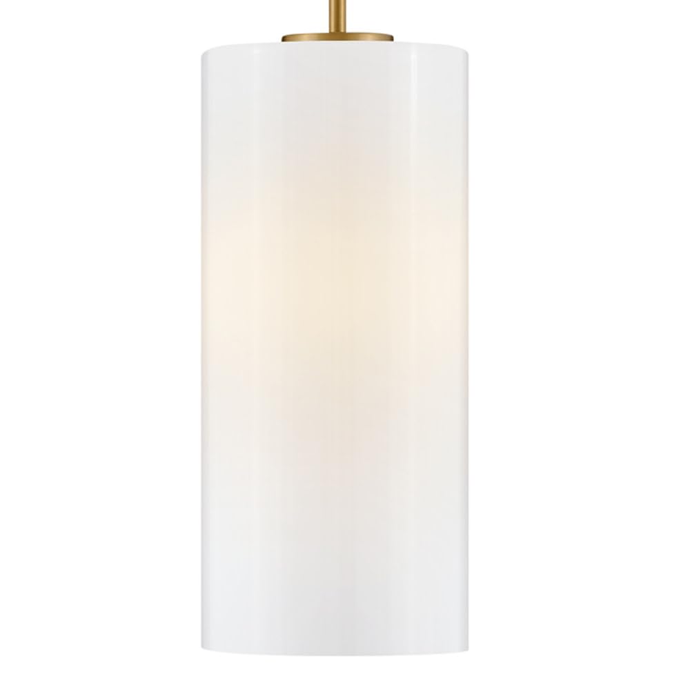 Sleek Lark Lane 83377LCB-CO Single Cylinder Pendant Light with Opal Glass Shade & Lacquered Brass Finish – Perfect for Kitchen Island, Dining Room, or Entryway Lighting