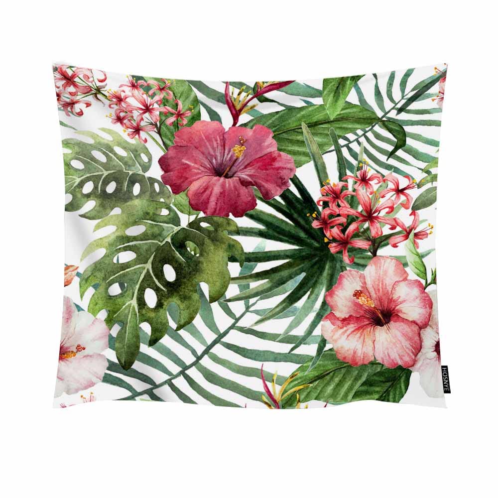 Vibrant Pink Red Hibiscus Flower Tapestry - 60 x 51 Inch Tropical Leaf Wall Hanging for Bedroom Decor, Living Room Art, Dorm Room Aesthetic & Bohemian Home Decoration - Perfect for Bedside, Nursery or Meditation Space