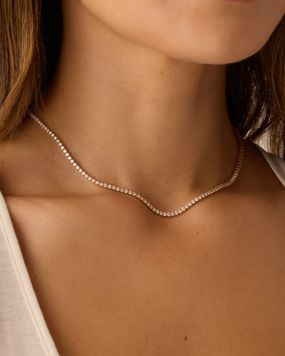 Lab Grown Diamond Necklace for Women - 14K Gold Plated Chain Jewelry - Perfect for Weddings, Anniversaries & Special Occasions