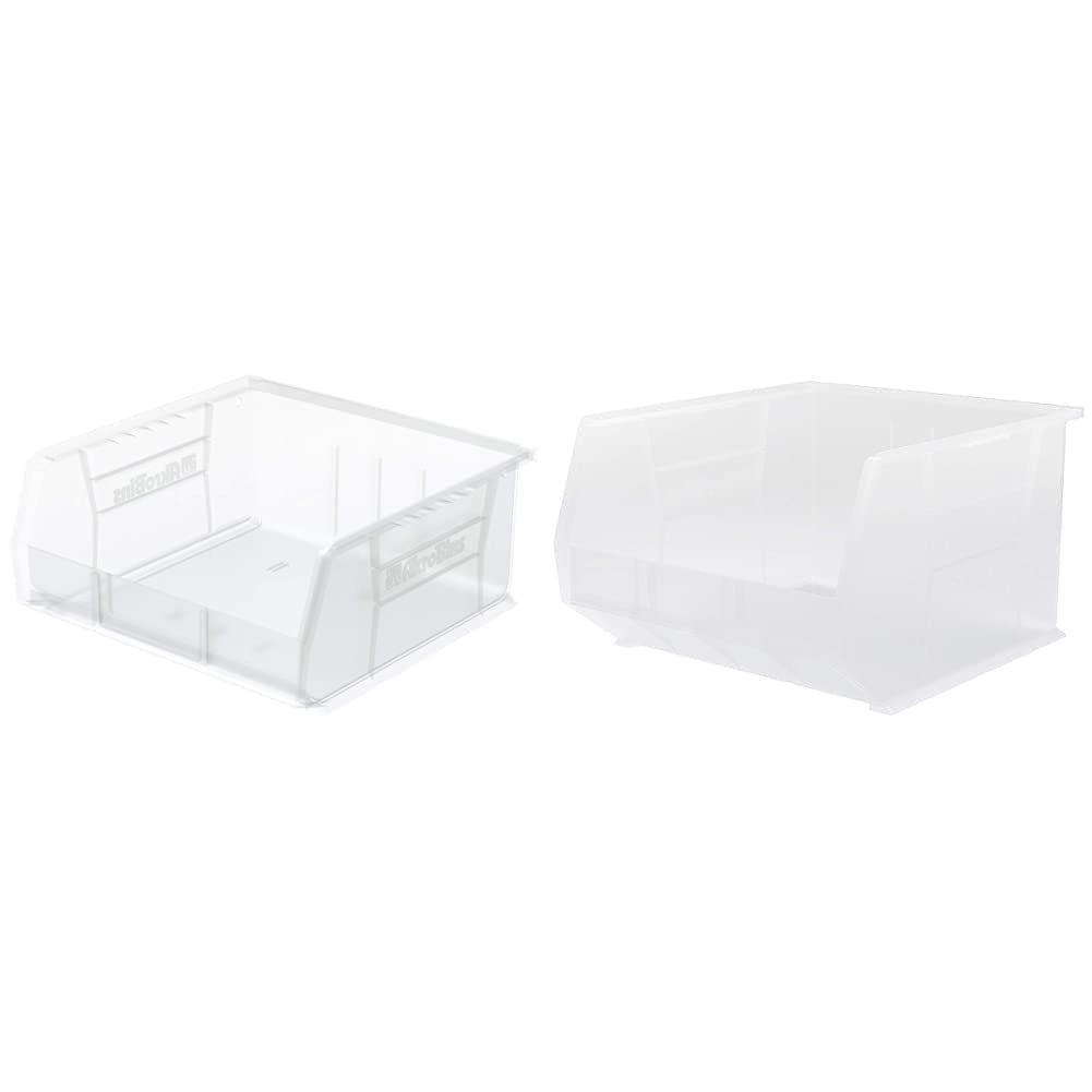 Akro-Mils 30235SCLAR Clear Plastic Storage Bins - 6-Pack Hanging Stackable Organizer Containers (18