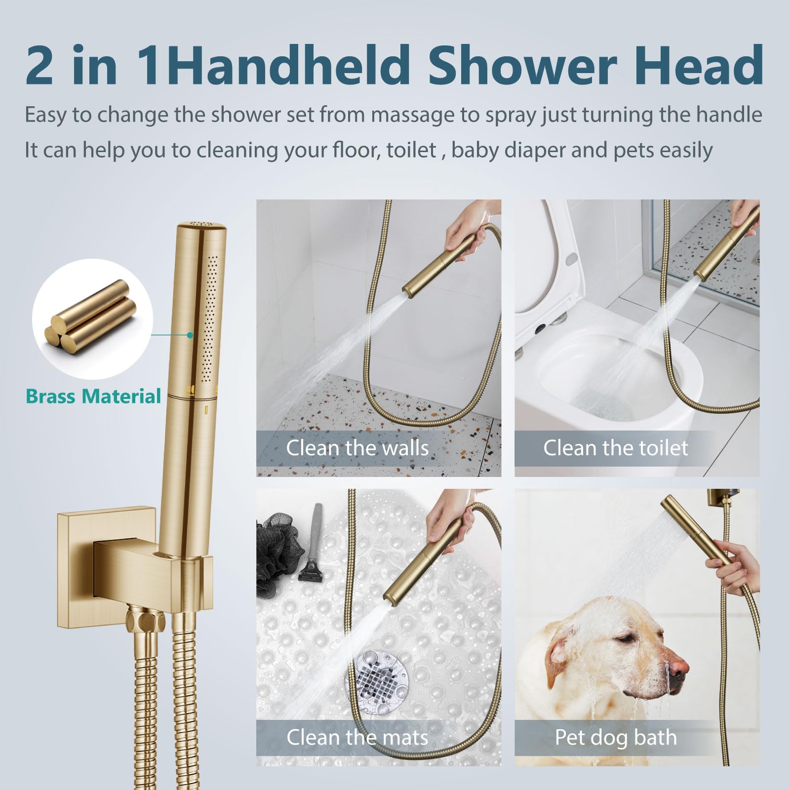 Aolemi 12 Inch Brushed Gold Shower System - High Pressure Rainfall Shower Head & Handheld Spray Combo with Wall Mount & 2-in-1 Rough-in Valve | Perfect for Luxury Bathroom Renovation & Spa-Like Shower Experience