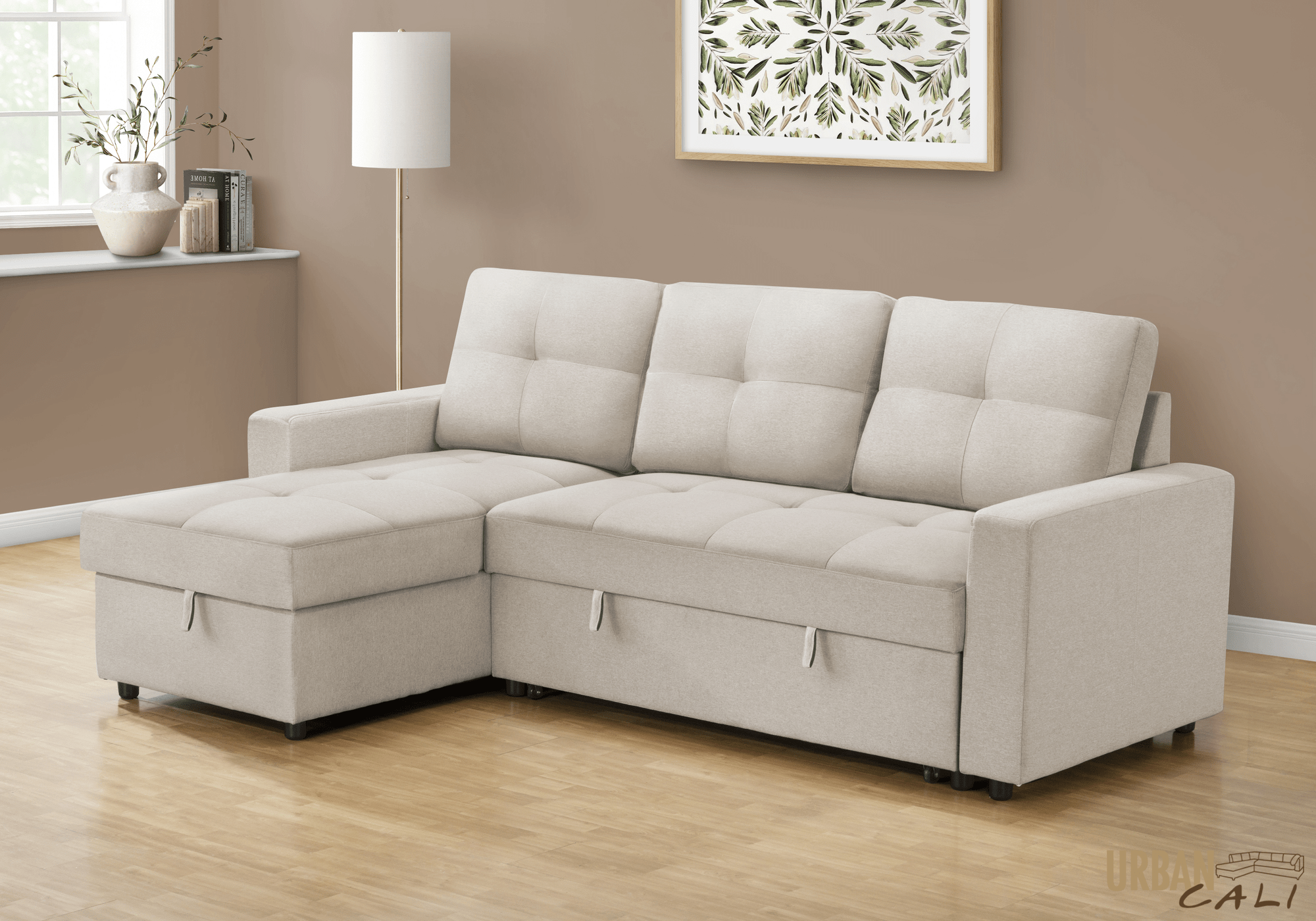 Venice Sleeper Sectional Sofa Bed with Reversible Storage Chaise - 5 Color Options | Convertible Couch for Small Spaces, Guest Room & Apartment Living