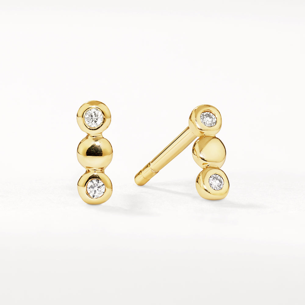 14K Gold Diamond Bezel Trio Stud Earrings for Women - Elegant & Dainty Jewelry for Everyday Wear, Parties & Special Occasions