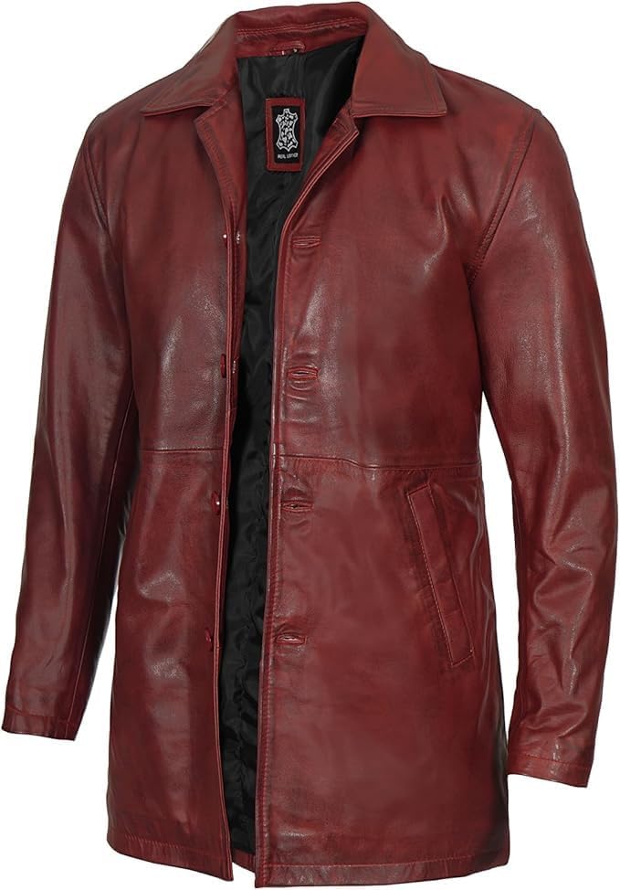 Super - Maroon Leather Coat