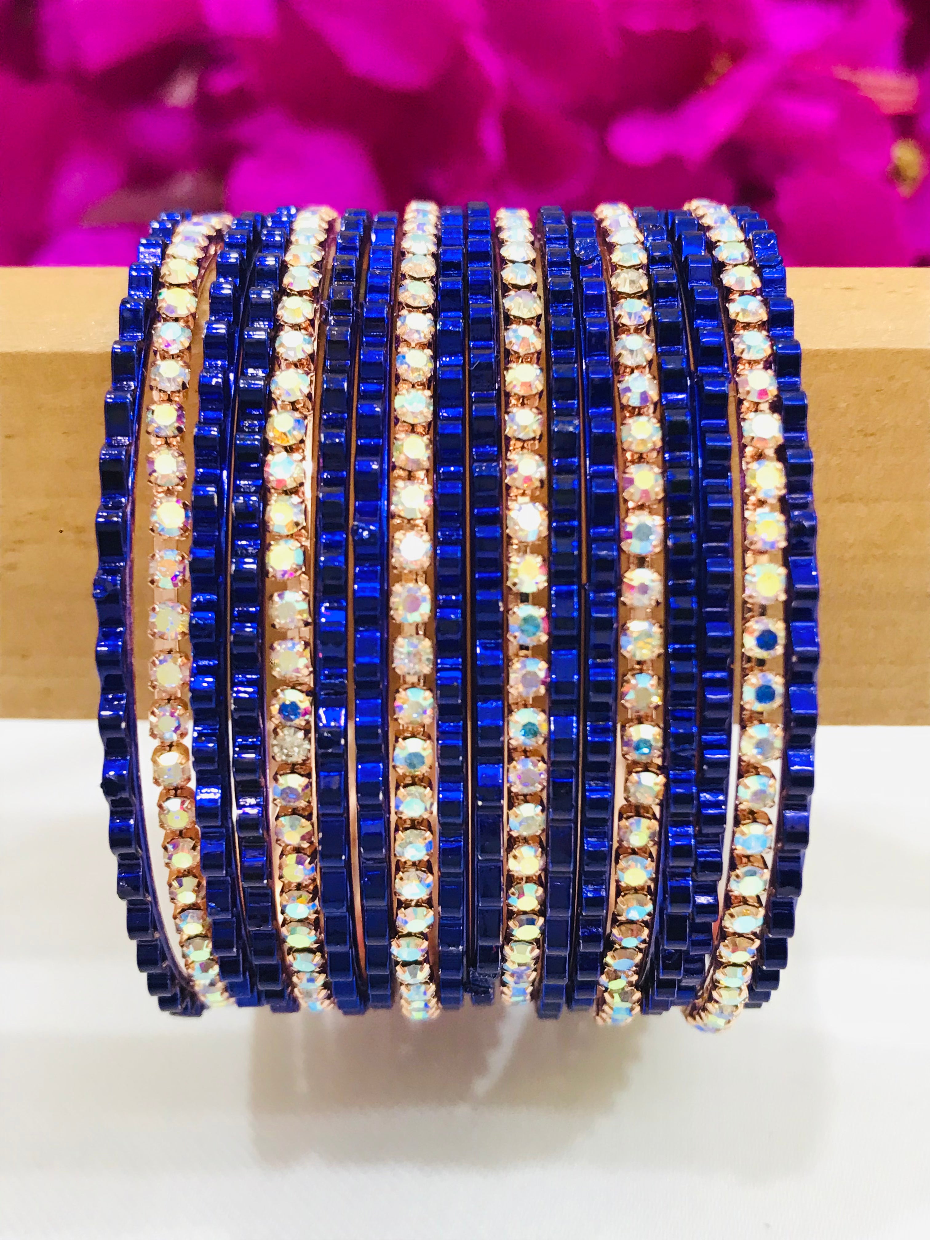 Stylish Blue Designer Metal Bangles for Women & Girls - Perfect for Parties, Weddings & Everyday Fashion Accessories