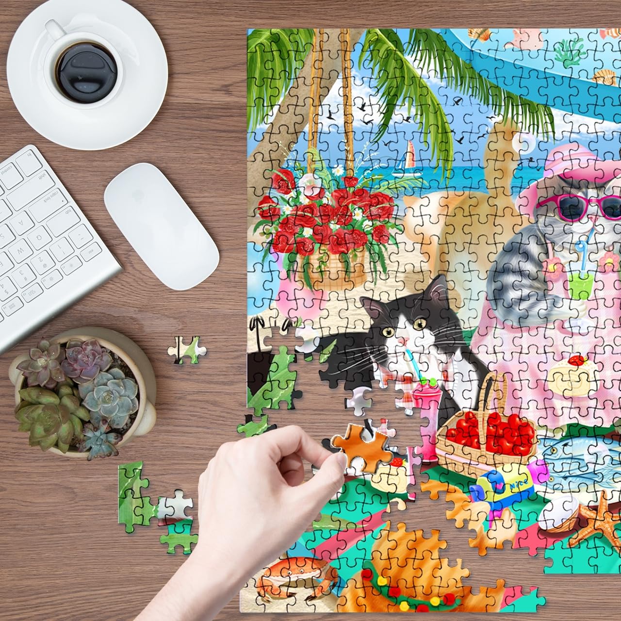 1000 Piece Jigsaw Puzzle - Cats Couple Time, Adult Puzzle with Cute Cat Design, Perfect for Home Office Decor & Gift for Friends | Relaxing Family Activity & Stress Relief