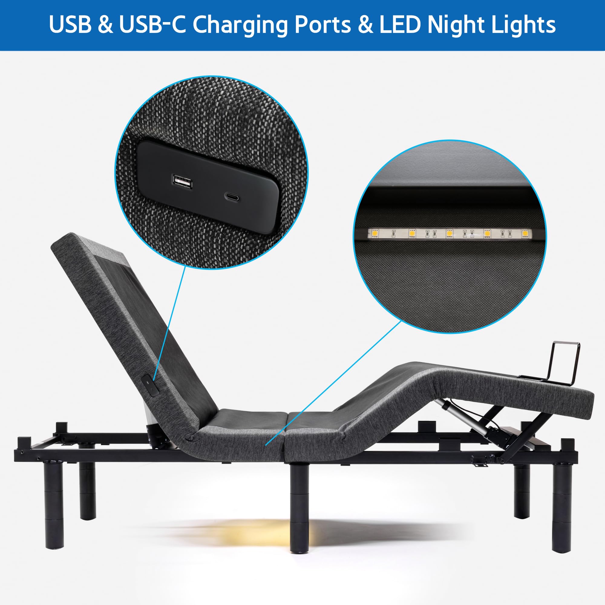 S*MAX Full Size Adjustable Bed Frame with Dual Motors, USB Ports & Wireless Remote - Zero Gravity, Anti-Snoring, Head/Foot Incline - Perfect for Home, Office & Guest Room Comfort