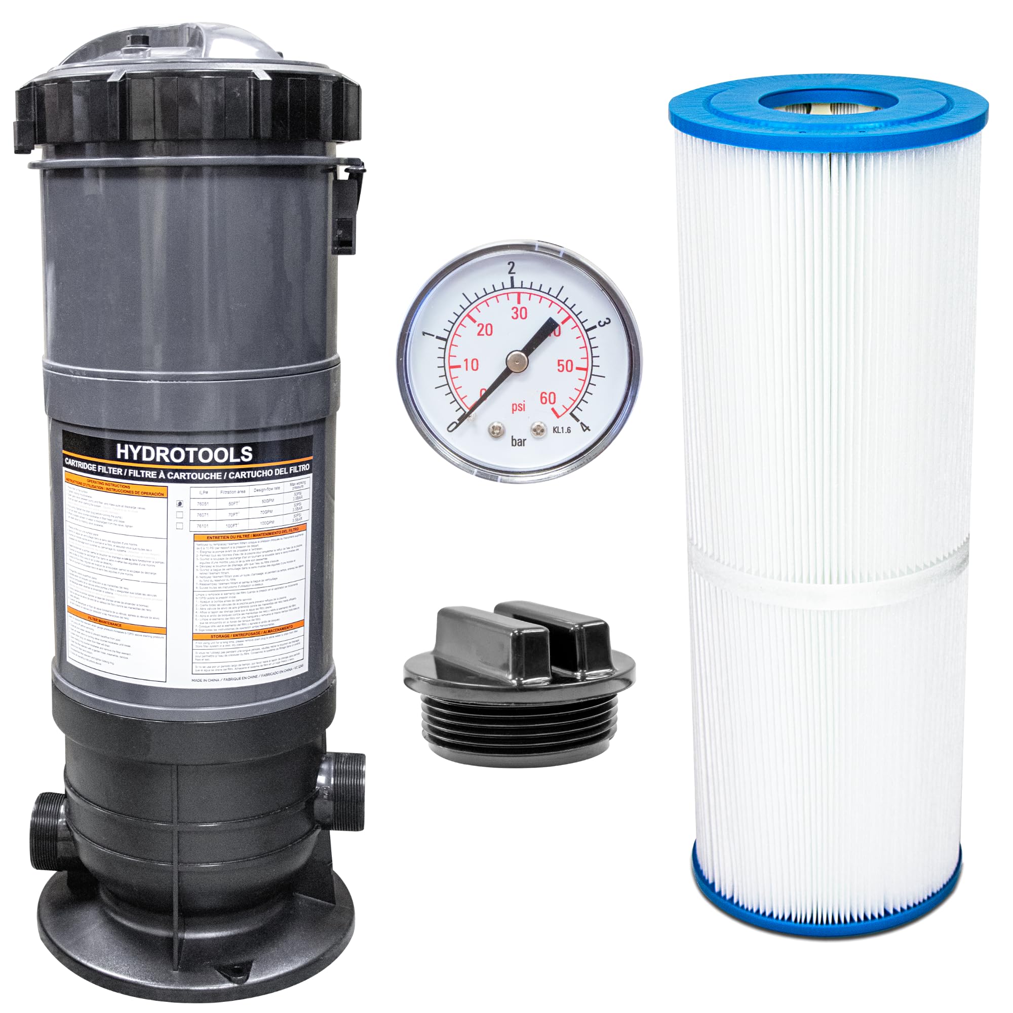 SWIMLINE HYDROTOOLS Above-Ground Pool Cartridge Filter Tank - 50 Sq Ft Sure-Flo System with Replacement Element | Perfect for Backyard Swimming Pool Maintenance & Water Filtration