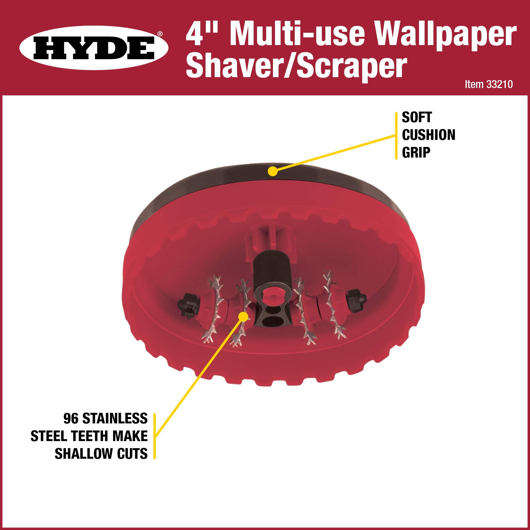 HYDE 33210 Wallpaper Removal Scoring Tool - Professional Wallpaper Scraper with Sharp Blades for Easy Wallpaper Stripping - Perfect for Home Renovation, DIY Projects & Wallpaper Removal Jobs
