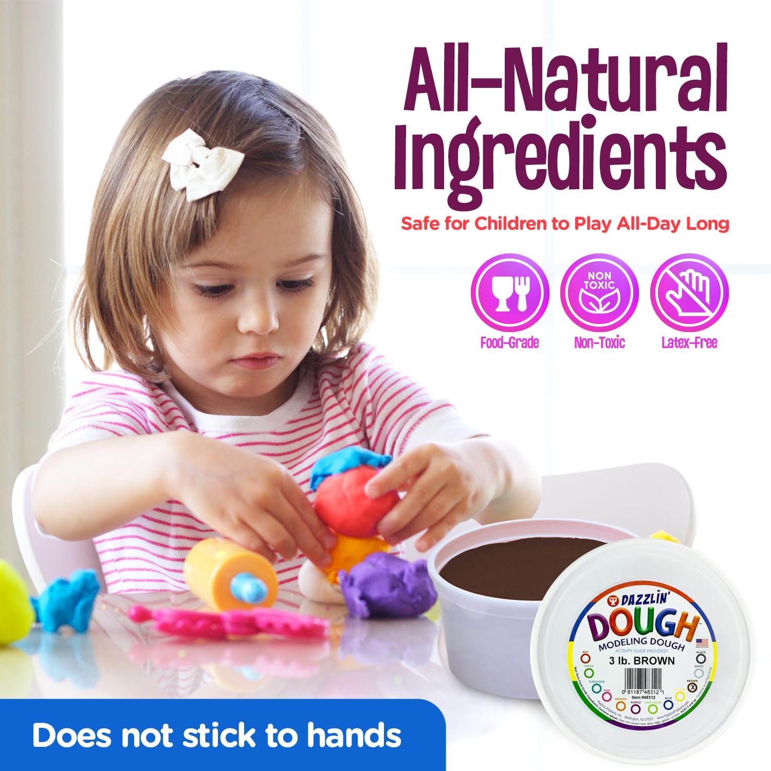 Hygloss Play Modeling Dough - 3lb Unscented Non-Toxic Kids Clay for Easter Basket Stuffers, Arts & Crafts, Party Favors & Classroom Supplies (Brown) - Perfect for Creative Play, Sensory Activities & DIY Projects