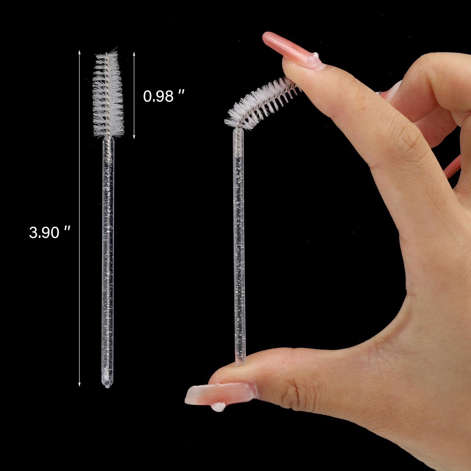 300 Pcs Disposable Mascara Wands - Crystal Spoolie Brushes for Eyelash Extensions & Eyebrow Makeup | Professional Lash Applicator & Makeup Kit (White) - Perfect for Salons, DIY Beauty & Professional Makeup Artists