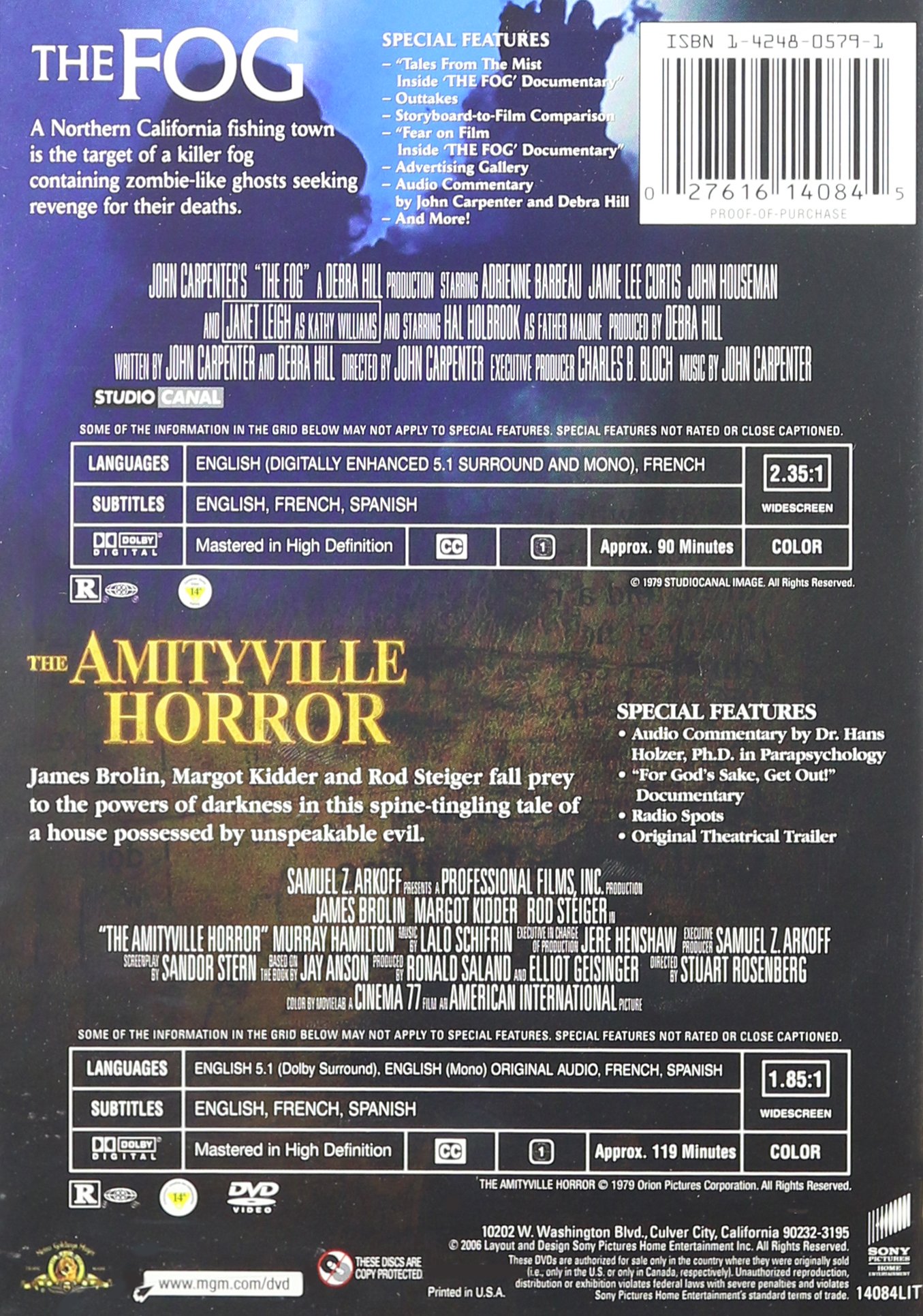The Fog & Amityville Horror Double Feature DVD - Classic Horror Movie Collection for Halloween Nights & Scary Movie Marathons