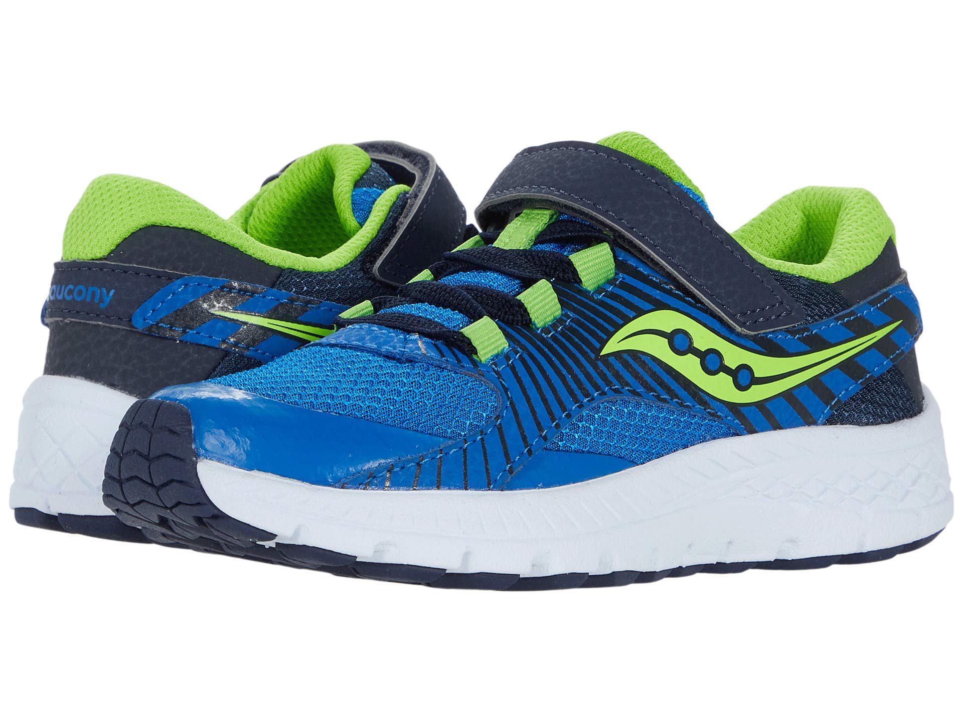 Saucony Velocer A/C Kids Running Shoes - Lightweight Breathable Sneakers for Boys & Girls (Blue/Green) - Size 4 Big Kid - Perfect for School, Sports & Everyday Play