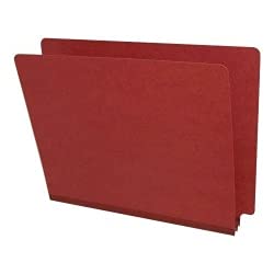 Red Pressboard Folders with 2 Top Fasteners - End Tab/Shelf Style File Folders for Office, School & Home Organization