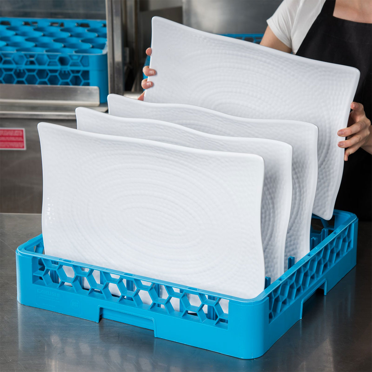 Carlisle RP14 OptiClean All Purpose Dish Rack for Plates & Trays - Full Size Blue Peg System - Perfect for Restaurants, Cafes & Home Kitchens