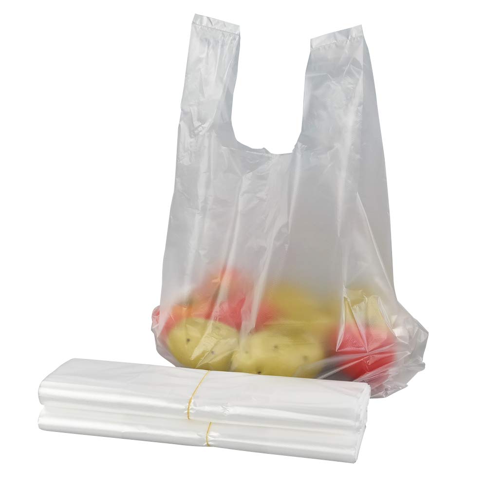 Morcte Clear Plastic T-Shirt Shopping Bags with Handles - 800 Pack | Durable Grocery Bags for Retail Stores, Boutiques & Clothing Shops | Perfect for Merchandise Display & Customer Convenience
