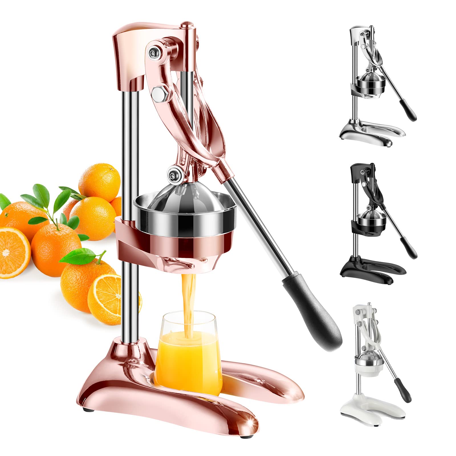 Premium Stainless Steel Citrus Juicer - Manual Orange/Lemon/Lime Press - Heavy Duty Hand Squeezer for Fresh Juice - Easy Clean Professional Fruit Juicer (XL, Rose Gold) - Perfect for Cocktails, Baking & Healthy Drinks