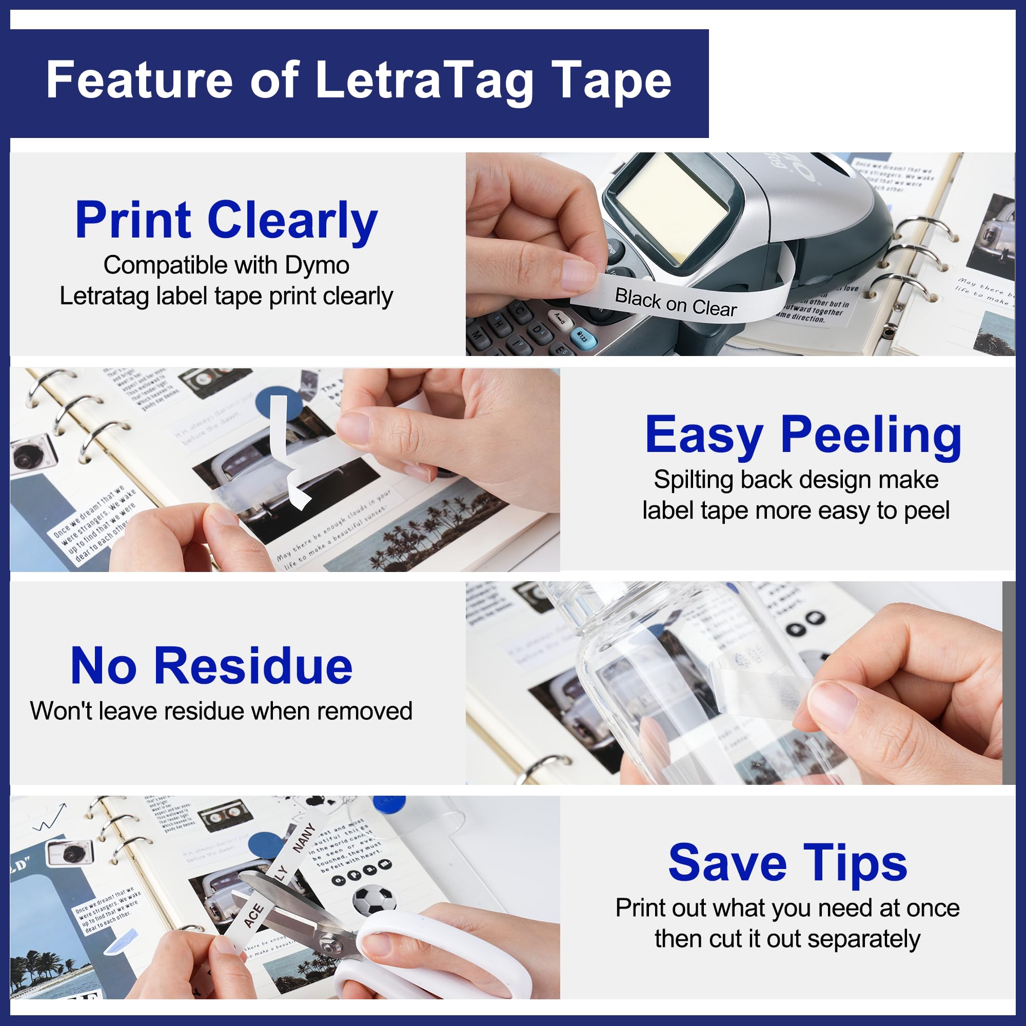 Dymo Label Maker Clear Tape Refills 1/2