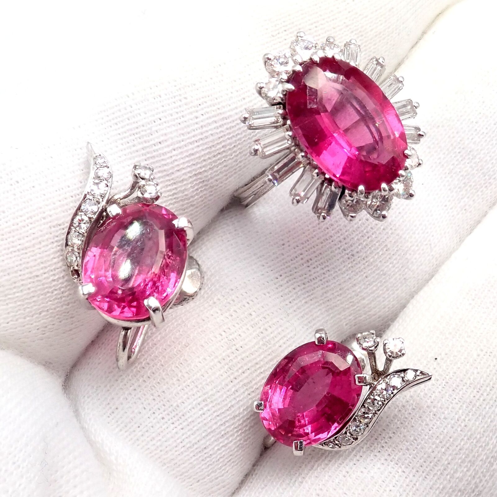 Authentic H. Stern 18k White Gold Diamond & Pink Tourmaline Ring & Earrings Set | Luxury Jewelry Gift for Women | Perfect for Weddings, Anniversaries & Special Occasions