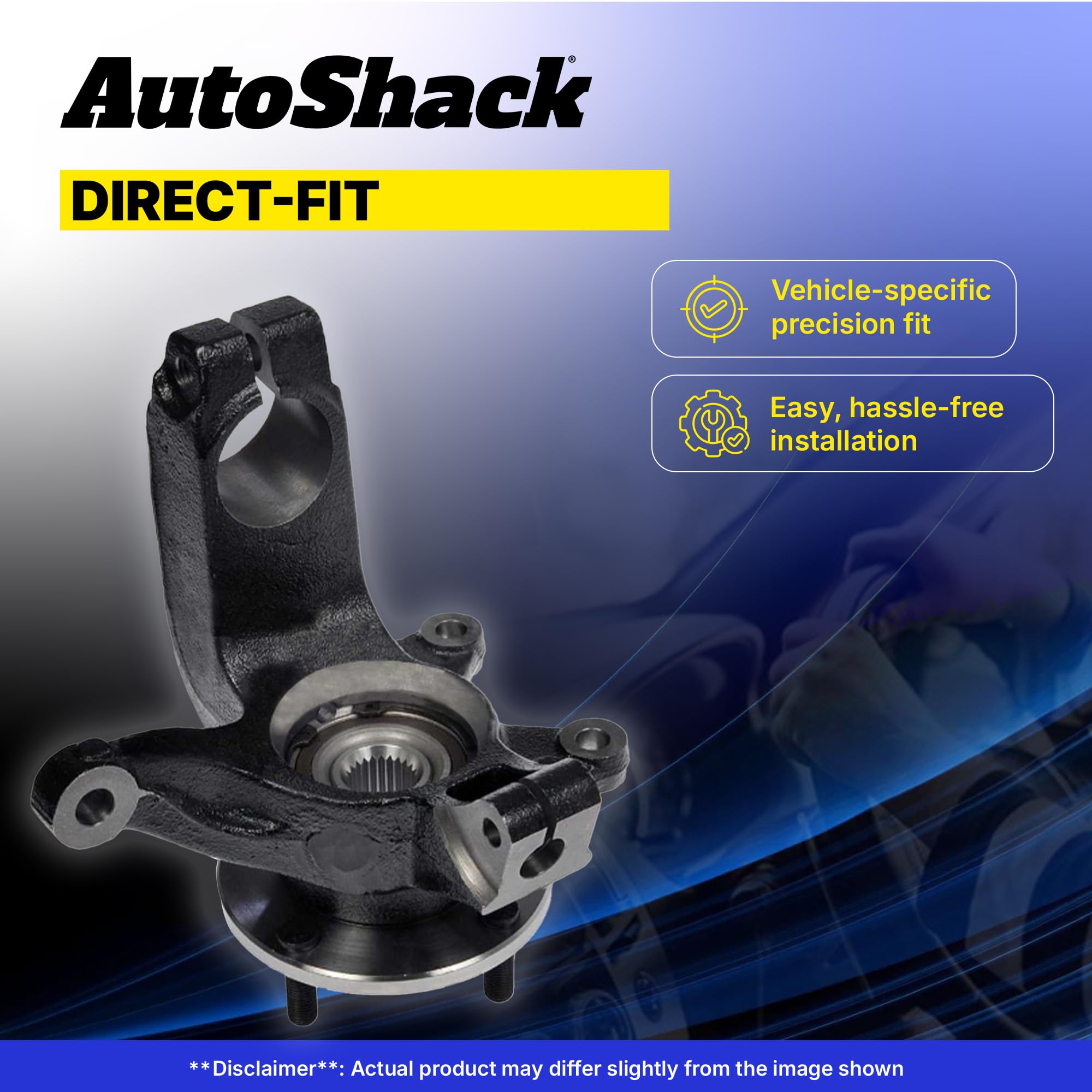 AutoShack Front Steering Knuckles & Wheel Bearing Hub Assembly - Pair of 2 (Driver & Passenger Side) Replacement for 2003-2008 Toyota Corolla 1.8L FWD - KN798390PR - Perfect for Smooth Steering & Safe Driving