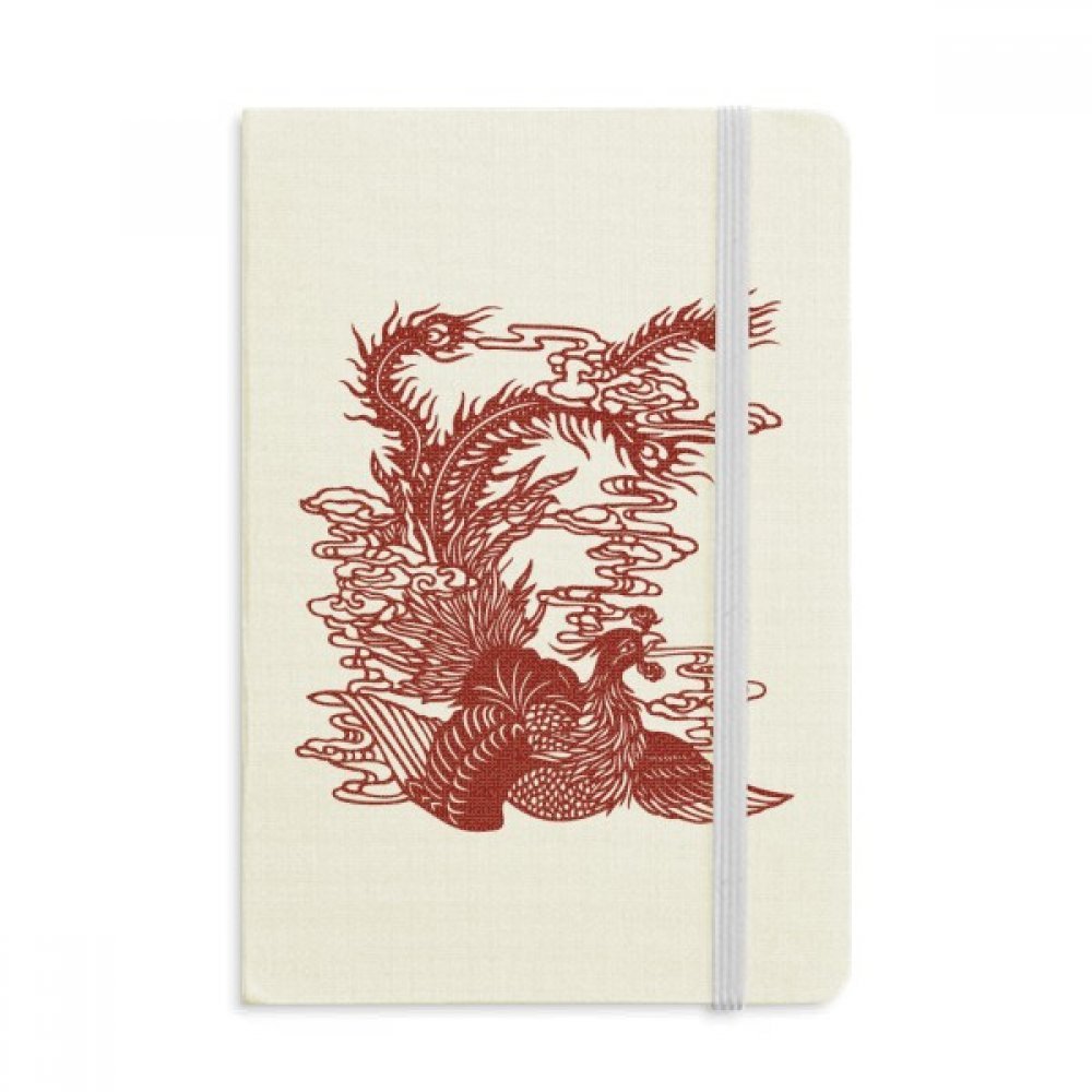 Chinese Phoenix Bird Animal Portrait Notebook - Fabric Hard Cover Classic Journal Diary A5 Size for Writing, Sketching & Gift Giving - Perfect for Students, Artists & Office Use