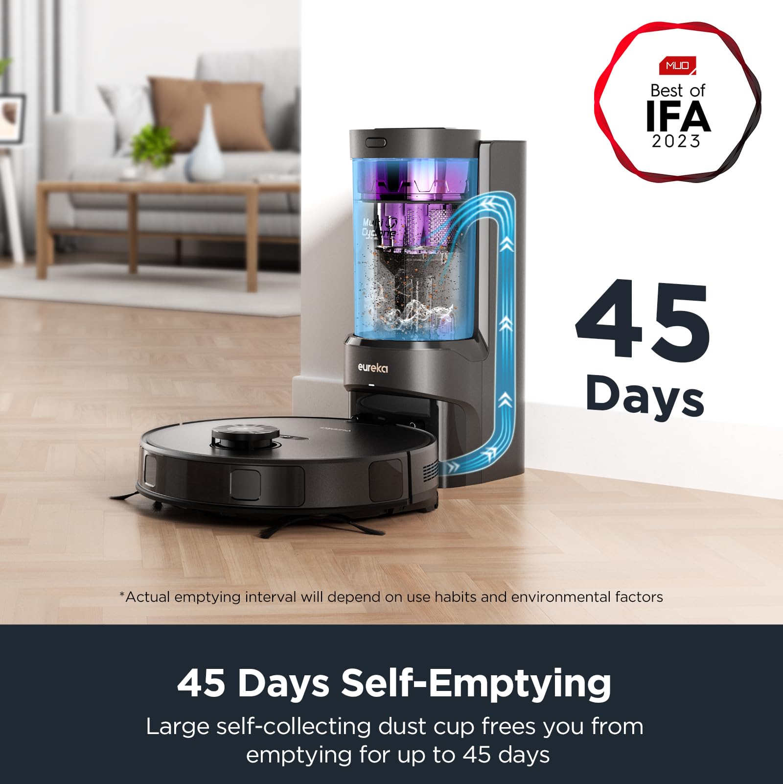 Eureka E10s Robot Vacuum and Mop Combo with Self-Emptying Station - 4000Pa Strong Suction for Pet Hair, Carpets & Hard Floors - 45-Day Capacity, LiDAR Navigation, App Control - Perfect for Pet Owners and Busy Households
