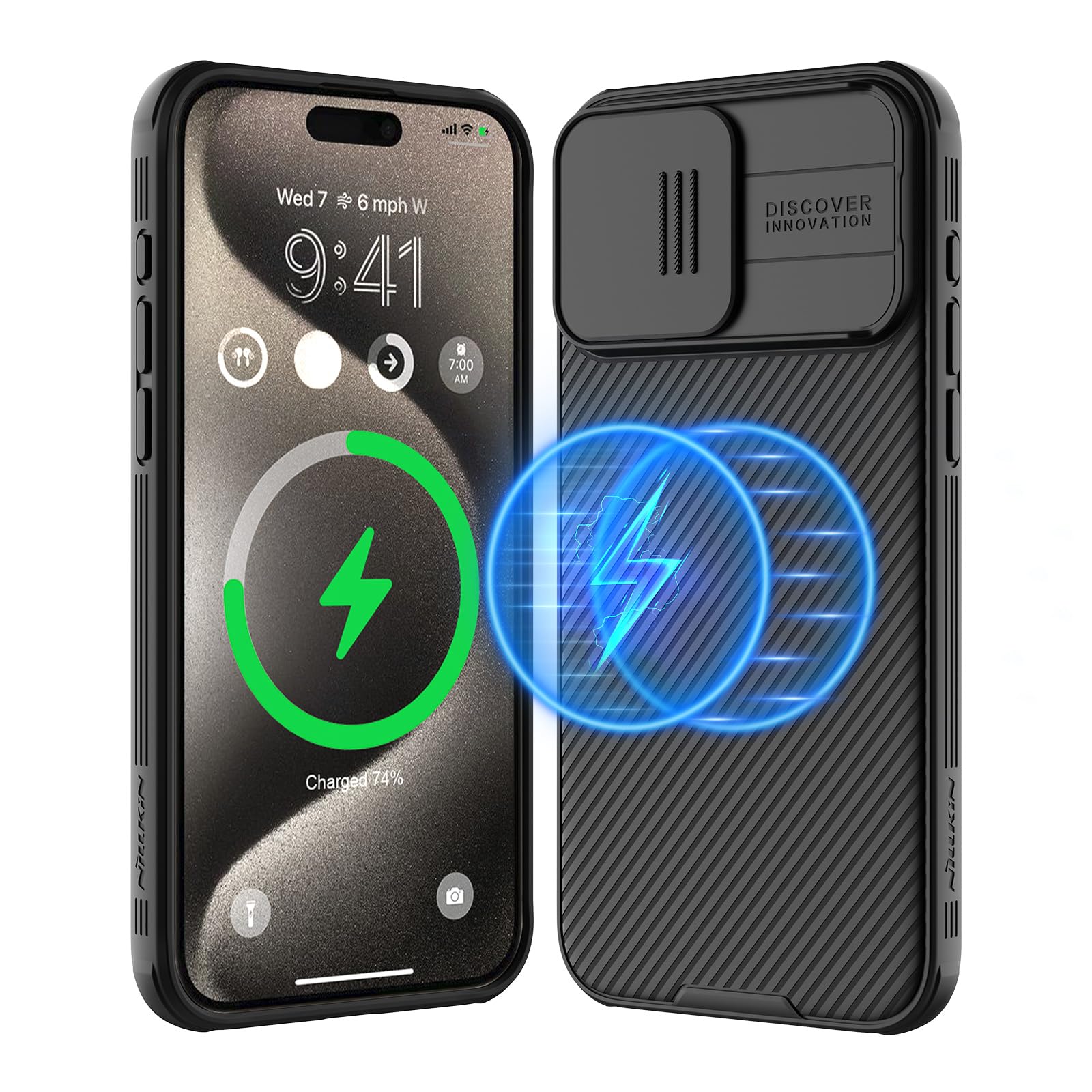 Nillkin MagSafe Case for iPhone 15 Pro Max (6.7 inch) - CamShield Pro Magnetic Cover with Sliding Camera Protector & Wireless Charging Support - Black | Perfect for Daily Protection, Travel & Work