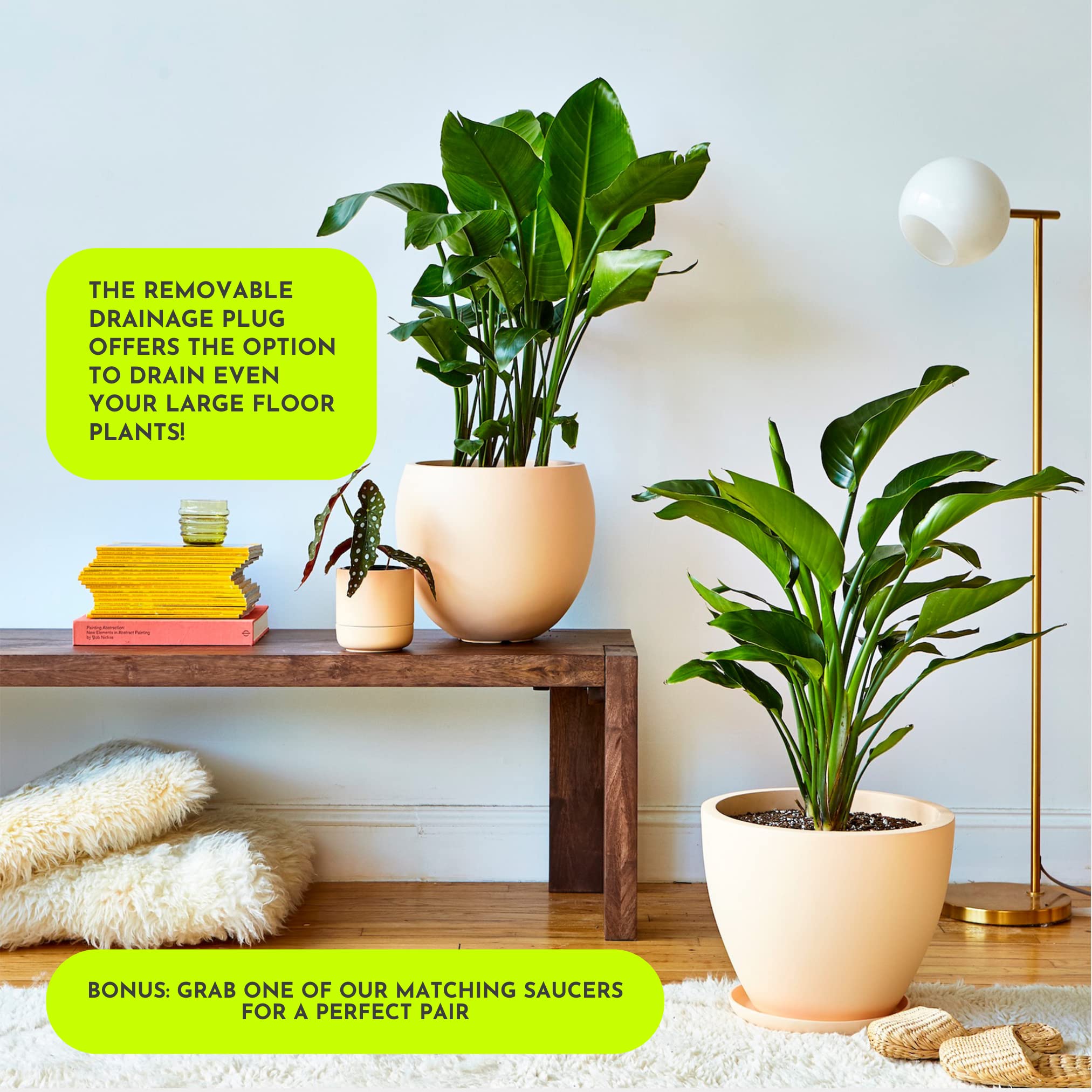 Greenery Unlimited Calyer Plant Pot - Indoor Outdoor Large Planter with Drainage Hole for Houseplants, Succulents, Herbs - Slate Grey - Perfect for Living Room, Patio, Garden Decor