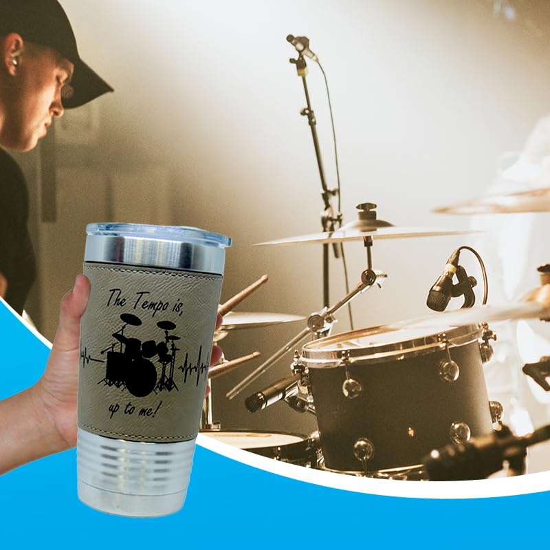 20oz Vacuum Insulated Stainless Steel Tumbler for Drummers & Music Lovers - Leakproof Travel Mug for Concerts, Camping, Gym & Outdoor Activities - Brown Thermal Coffee Cup