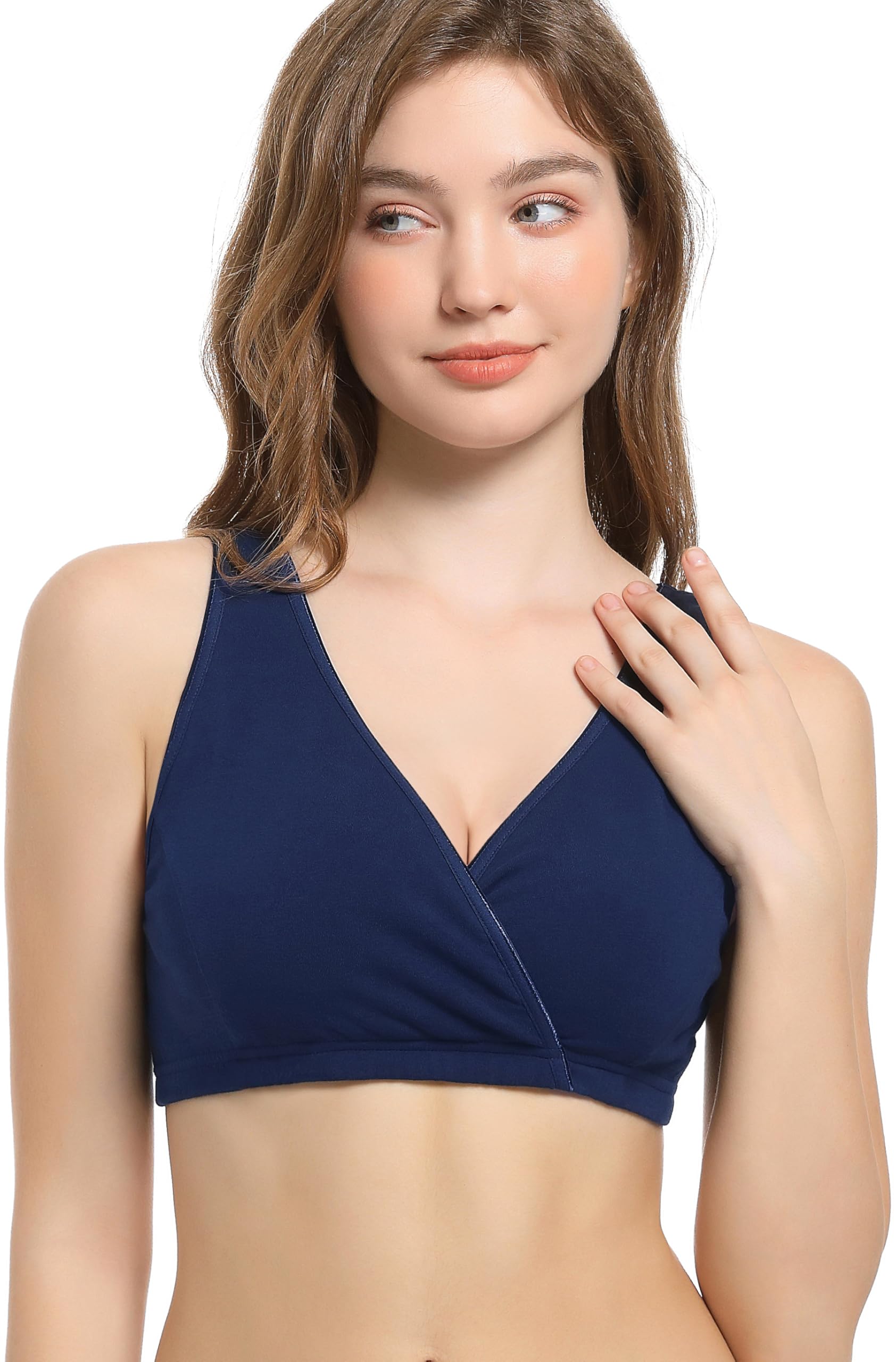 3 Pack Cotton Maternity Nursing Bras - Comfortable Breastfeeding Sleep Bra for Pregnancy & Postpartum - Perfect for Nighttime Nursing and Lounging