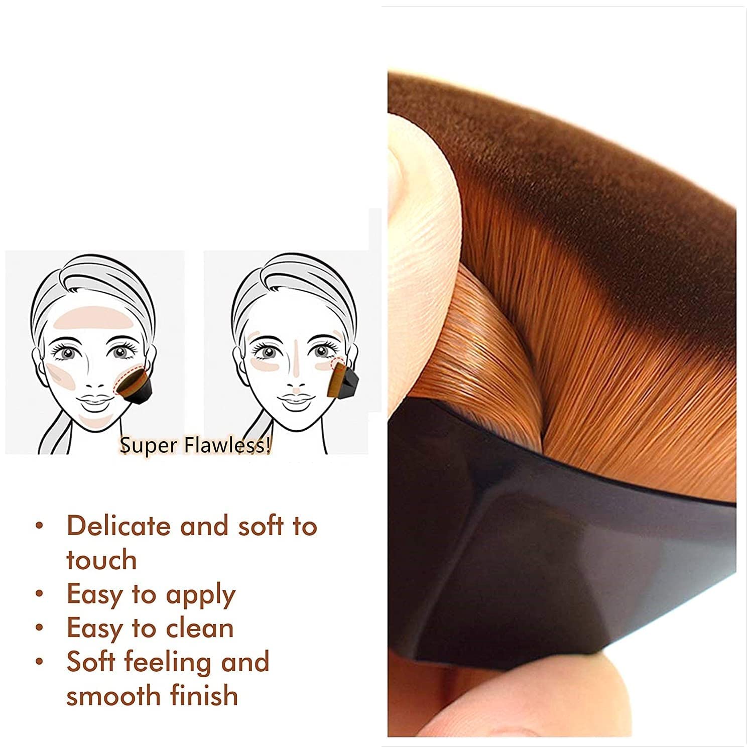 Bajajbeautyshop Professional Liquid Foundation Brush - Flat Top Kabuki Makeup Brush for Seamless Blending of Liquid, Cream & Powder Foundation | Travel-Friendly with Case | Perfect for Everyday Makeup & On-The-Go Touchups