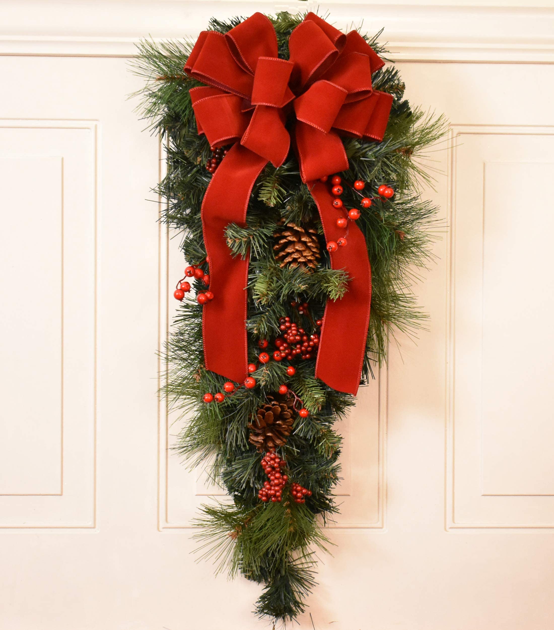 3-Pack Red Velvet Wired Christmas Bows for Tree Decorations, Gift Wrapping, Holiday Party Decor & Home Festive Decorations