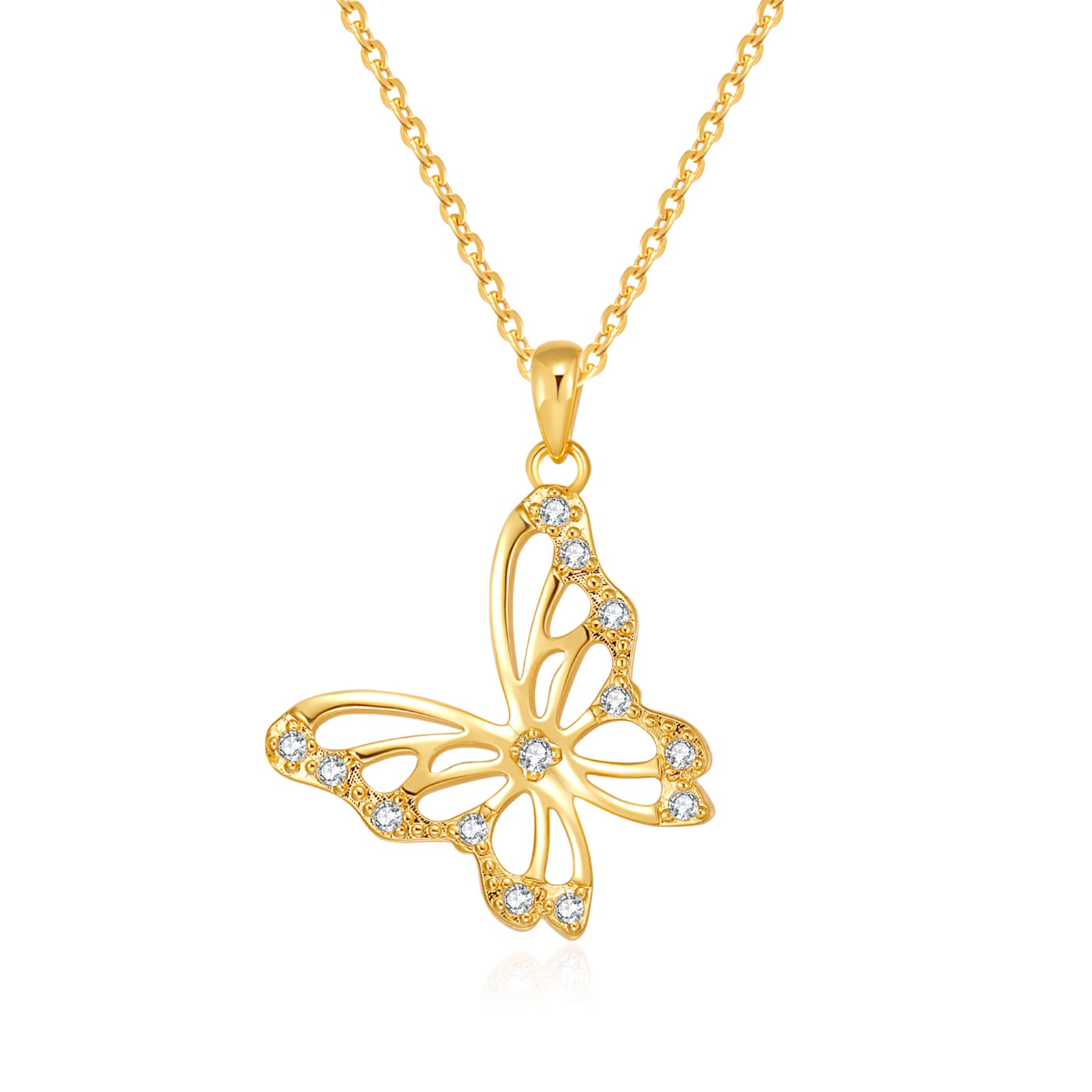 FONKUP Butterfly Initial Necklace - 14K Gold Plated Personalized Name Pendant, Trendy Women's Jewelry Gift for Birthday, Anniversary & Valentine's Day | Cute Butterfly Charm Necklace for Everyday Wear & Special Occasions