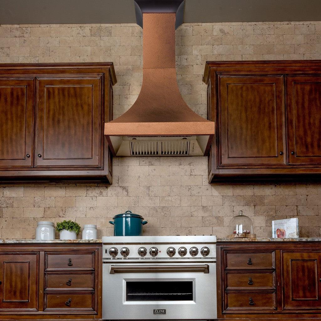 ZLINE Designer Series Hand Hammered Copper Finish Wall Range Hood (8632H) - Premium Kitchen Ventilation for Modern Homes, Perfect for Gas Stoves and Cooking Areas