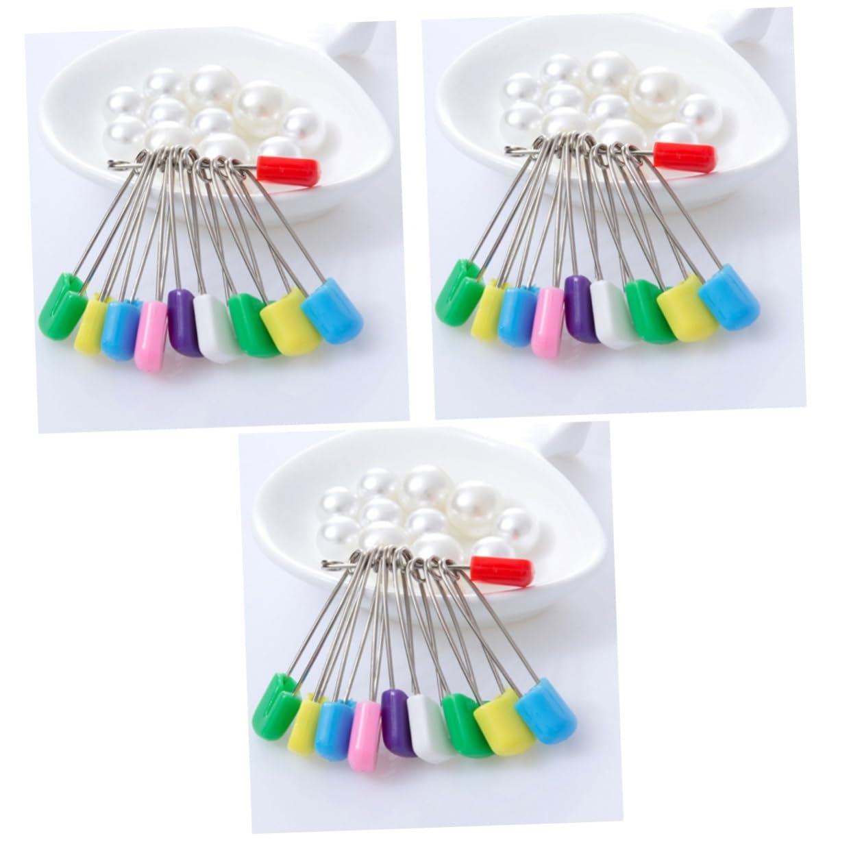 Operitacx 3 Sets Stainless Steel Baby Diaper Safety Pins - 24pcs x 3 Pack, Hard Plastic Cover for Newborns & Toddlers | Secure Diapers, Blankets & Baby Clothes