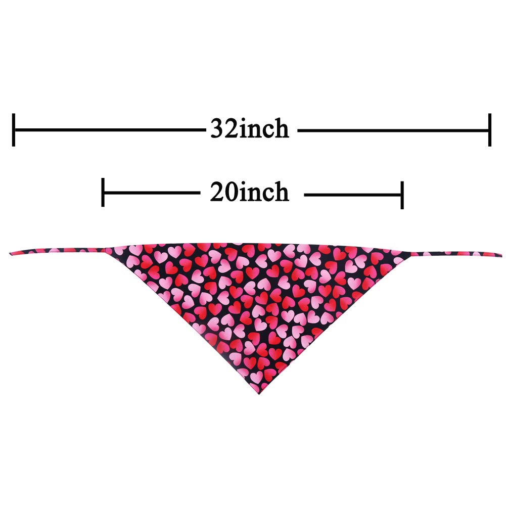 2 Pack Valentine's Day Reversible Dog Bandanas - Triangle Bib Scarf Pet Accessories for Dogs & Cats (Large Size) - Perfect for Valentine's Gifts, Pet Photos & Holiday Celebrations