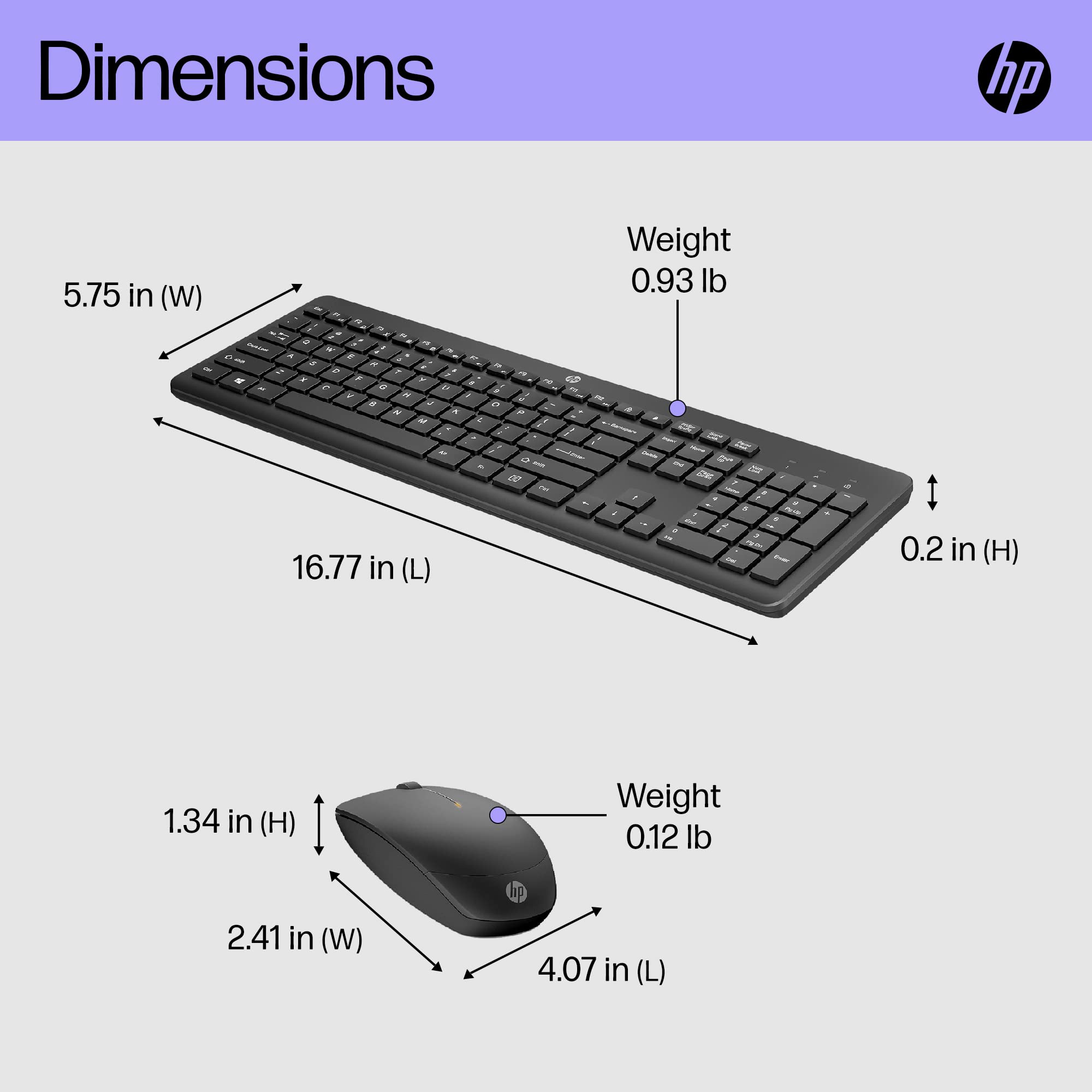 HP 330 Wireless Keyboard and Mouse Combo - 2.4GHz USB Dongle, 12 Function Keys, Ergonomic Design, 1600 DPI, LED Indicators, Numpad (Black) - Perfect for Home Office, Gaming & Productivity Workstations