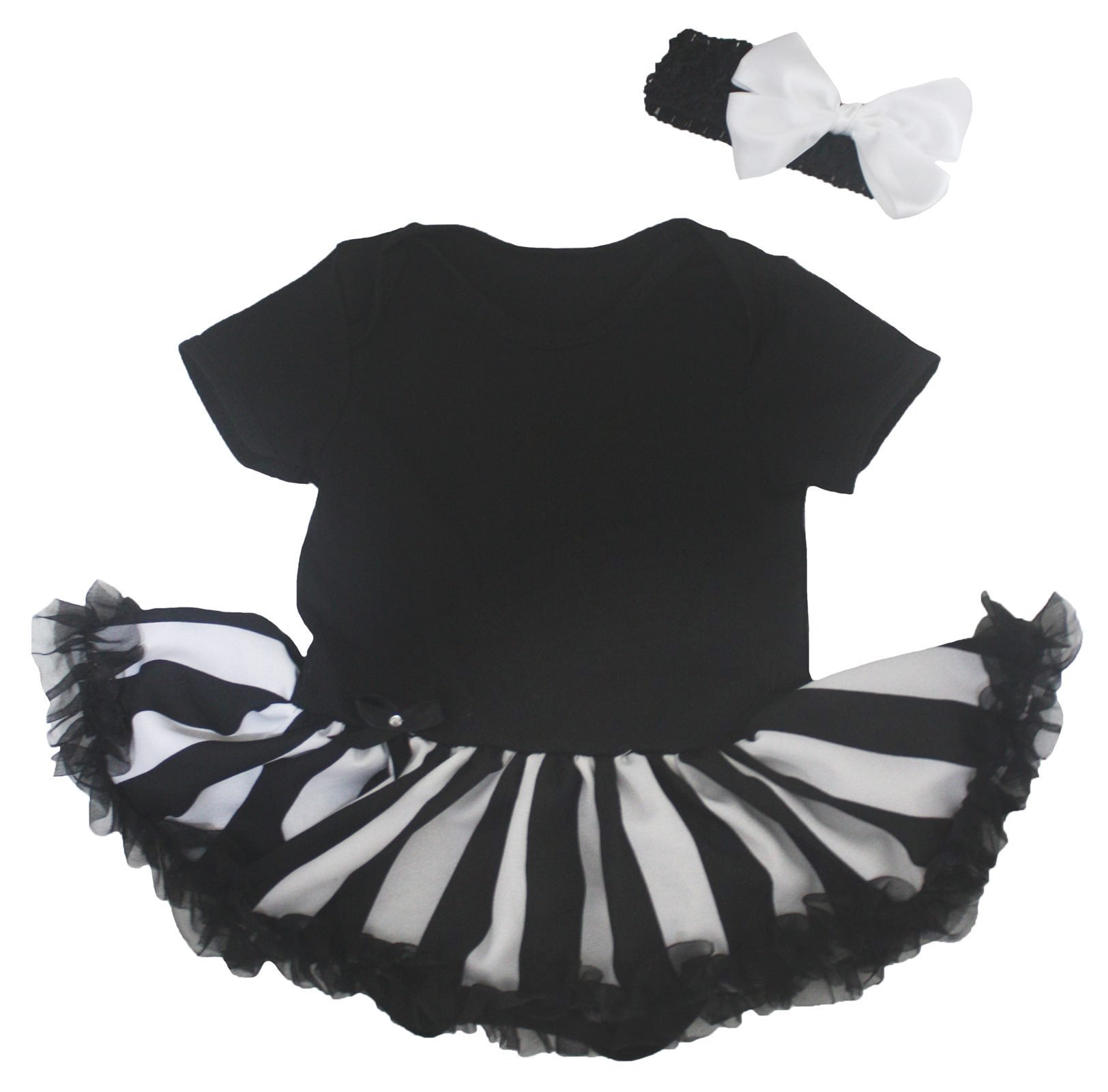 Baby Dress Plain Bodysuit Black White Tutu Romper Set for Newborn to 18 Months - Perfect for Photoshoots, Birthday Parties & Special Occasions