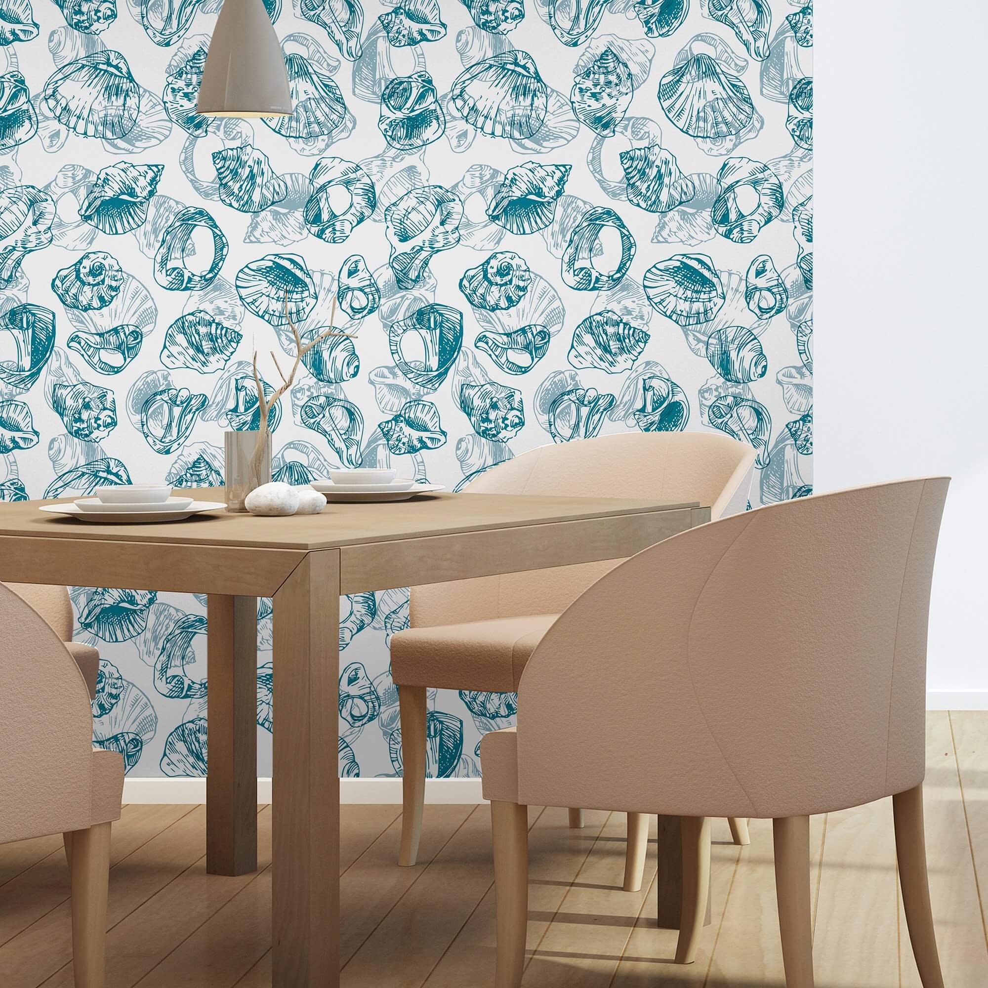 Nautical Themed White Illustration Peel and Stick Removable Wallpaper - Perfect for Coastal Home Decor, Nursery, or Office Accent Wall