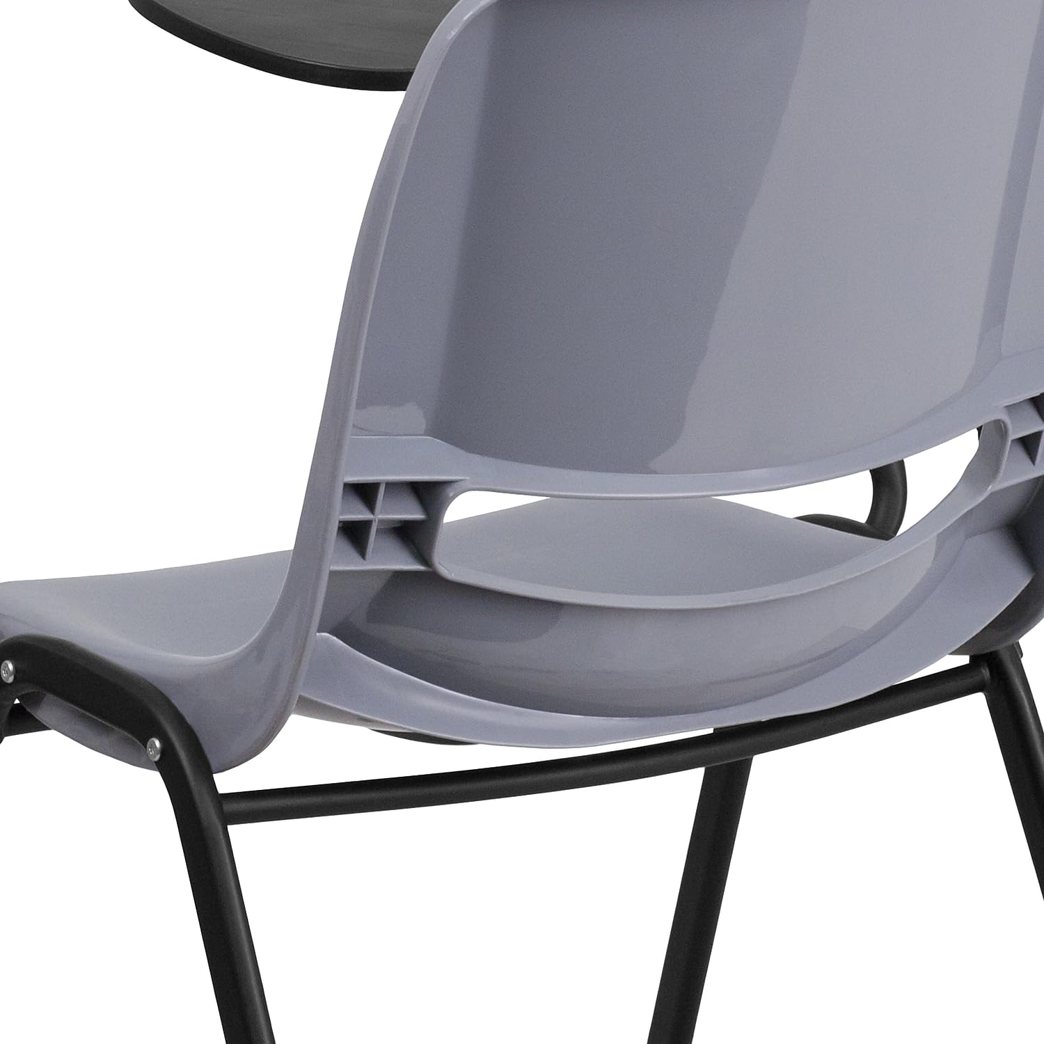 Flash Furniture HERCULES Gray Ergonomic Shell Chair with Right Handed Flip-Up Tablet Arm - Comfortable Office & Conference Room Seating for Work & Meetings