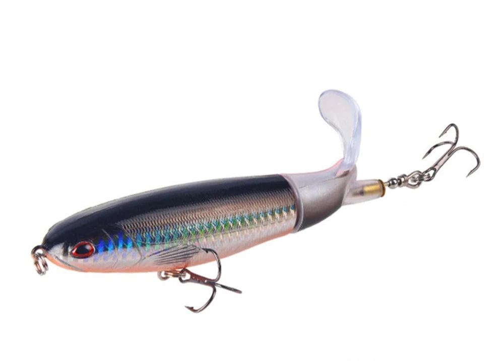 Whopper Popper Fishing Lure - Soft Rotating Tail Artificial Bait for Bass, Trout & Pike - Topwater Fishing Lures for Freshwater & Saltwater