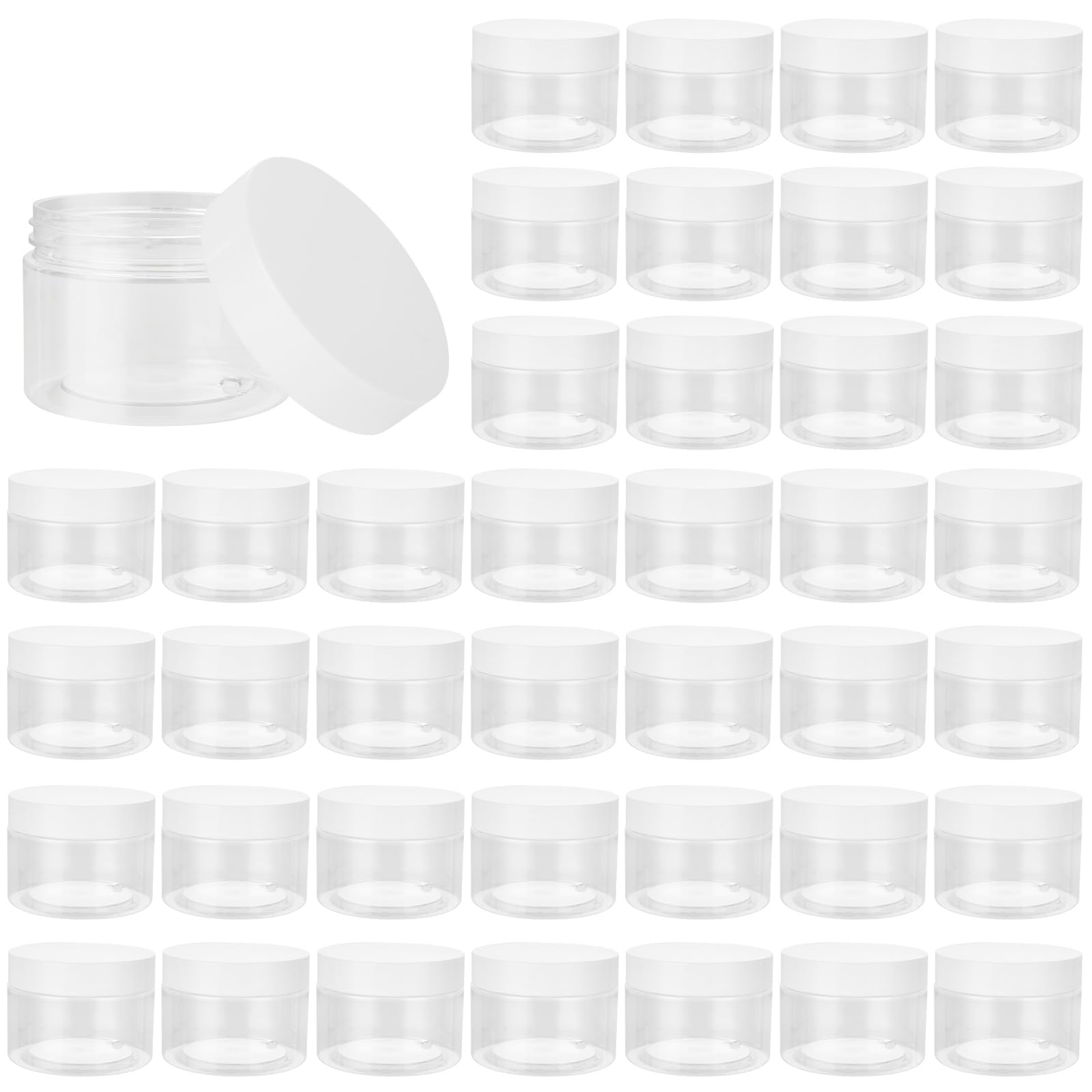 40PCS 4 oz Clear Plastic Containers with Lids - Round Empty Cosmetic Jars for Lotion, Cream, Scrubs, Powder & Makeup - Includes Stickers - Perfect for DIY Beauty Products, Candy Storage & Slime Making (BPA Free)