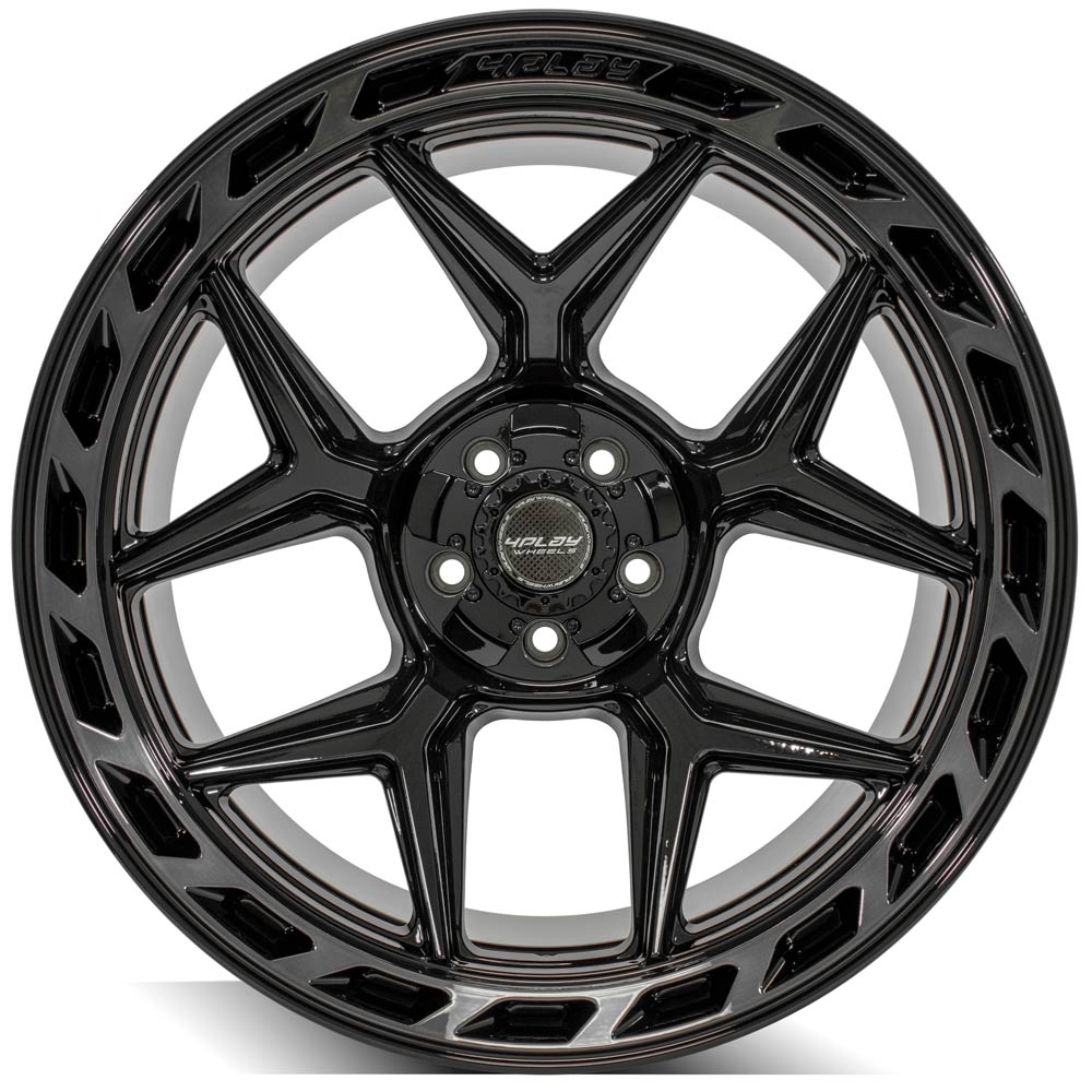 4Play Gen3 4P55 Gloss Black Wheels 22x12.0 - Brushed Face & Tinted Clear Finish - 5x127/5x139.7mm Bolt Pattern - 87.1mm Center Bore - Perfect for Off-Road Trucks & SUVs