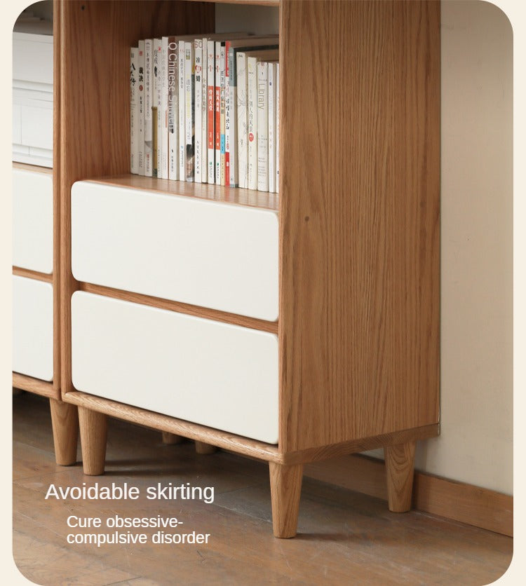 Solid Oak Wood Modern Bookcase Shelf - Stylish Storage for Living Room, Office & Bedroom - Perfect for Books, Decor & Organizing