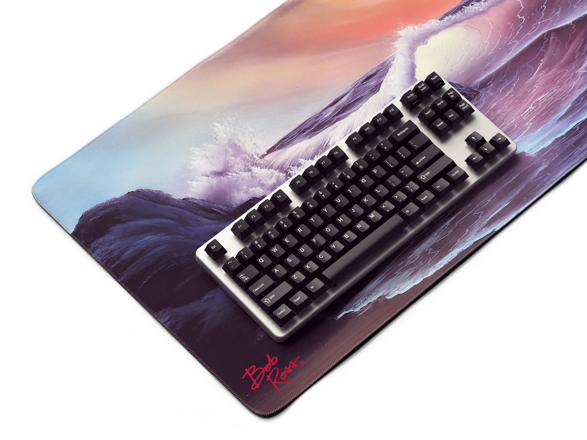 Bob Ross Stormy Seas Large Ergonomic Desk Mat - Non-Slip Gaming Mouse Pad for Computer, Wireless Mouse & Keyboard | Perfect for Office Work, Gaming & Home Office Setup